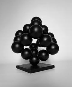 Corner Steel Black Sphere Abstract Sculpture