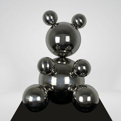 Middle Stainless Steel Bear, Minimalistic Animal Sculpture