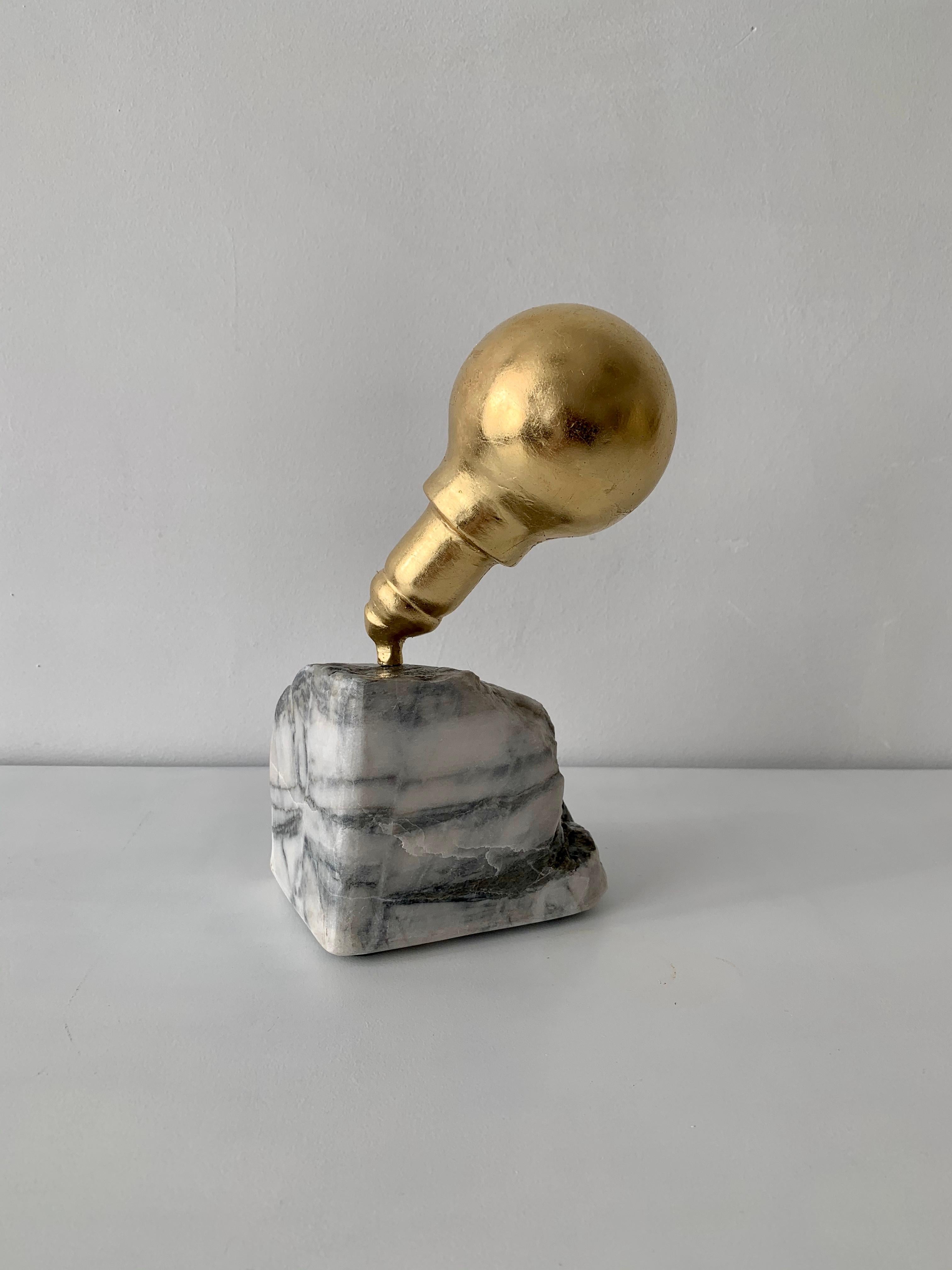 Original Sculpture IDEA (LAMP) Gold and White Steel and Marble Office For Sale 4