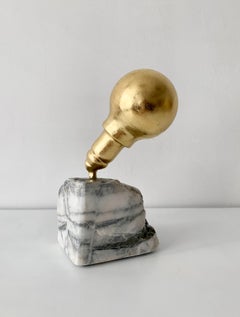 Original Sculpture IDEA (LAMP) Gold and White Steel and Marble Office