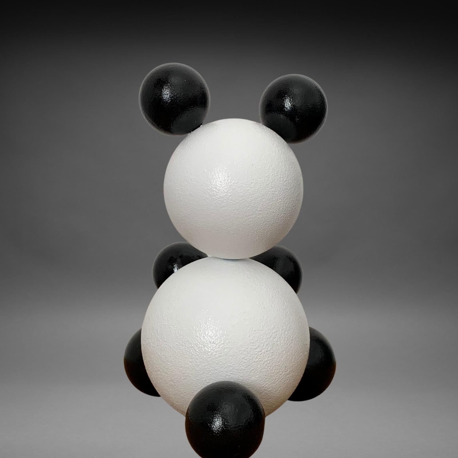 Panda Small Steel Bear 2 Animal Abstract Sculpture - Black Figurative Sculpture by Rostyslav Kozhman