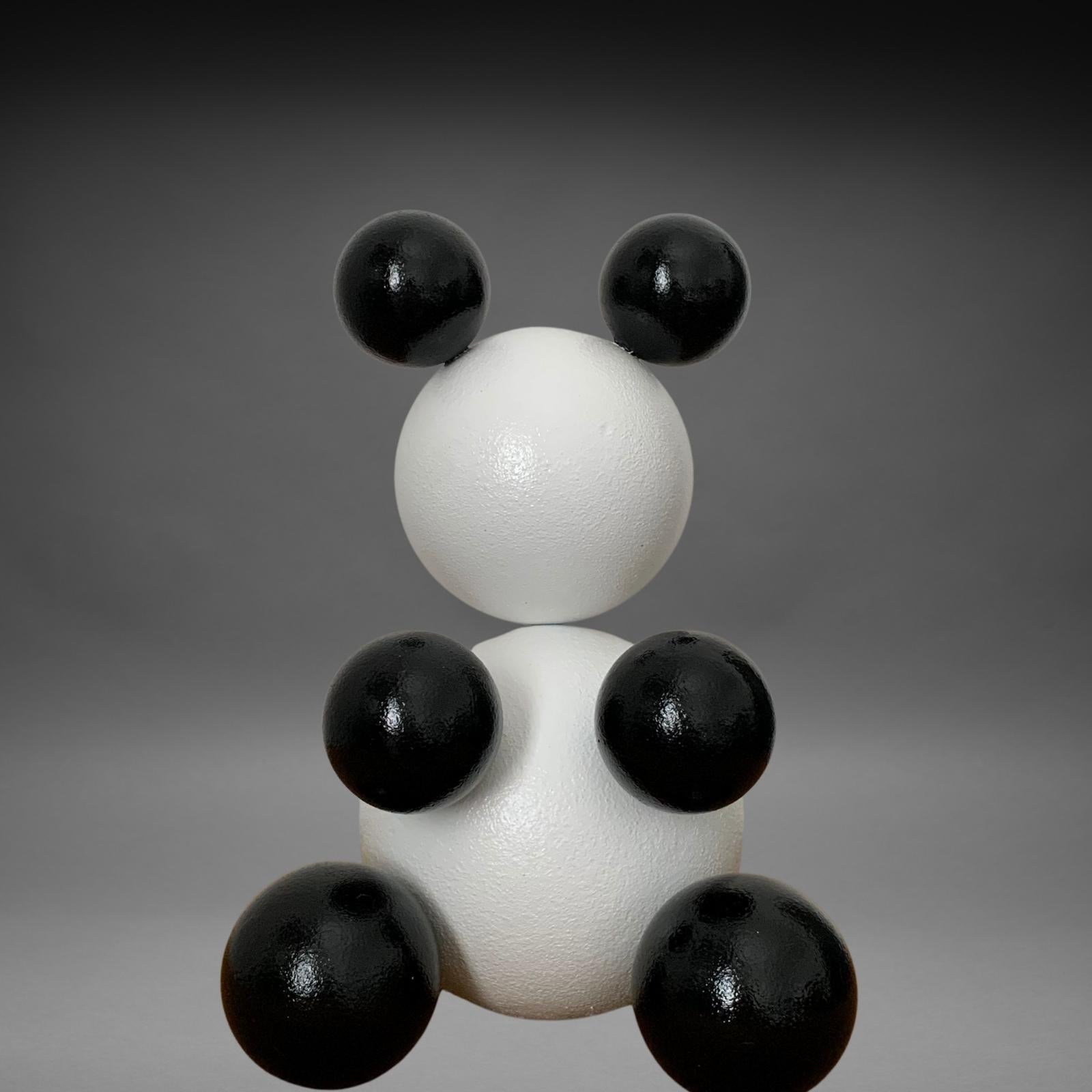Rostyslav Kozhman Figurative Sculpture - Panda Small Steel Bear 2 Animal Abstract Sculpture