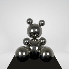 Small Stainless Steel Bear, Minimalistic Animal Sculpture