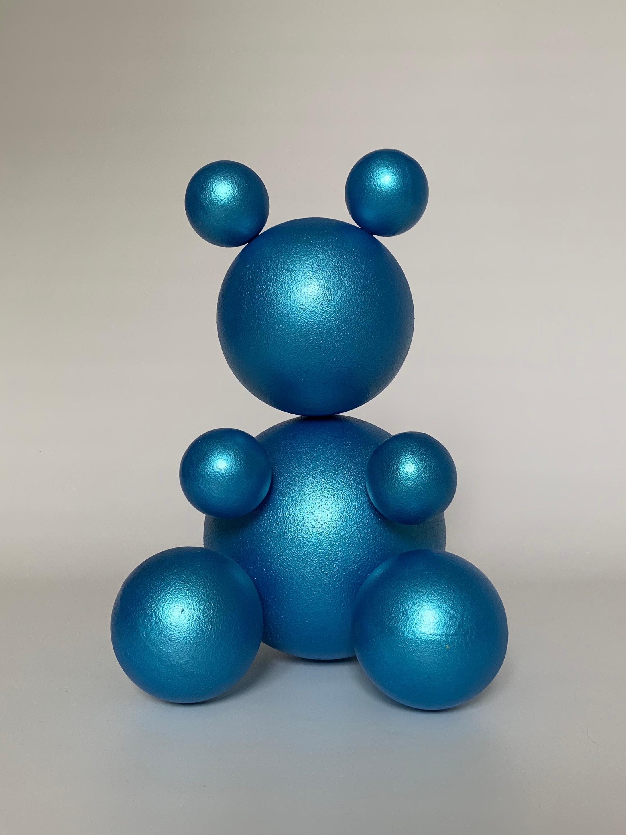 Rostyslav Kozhman Figurative Sculpture - Steel BLUE BEAR Animal Abstract Sculpture