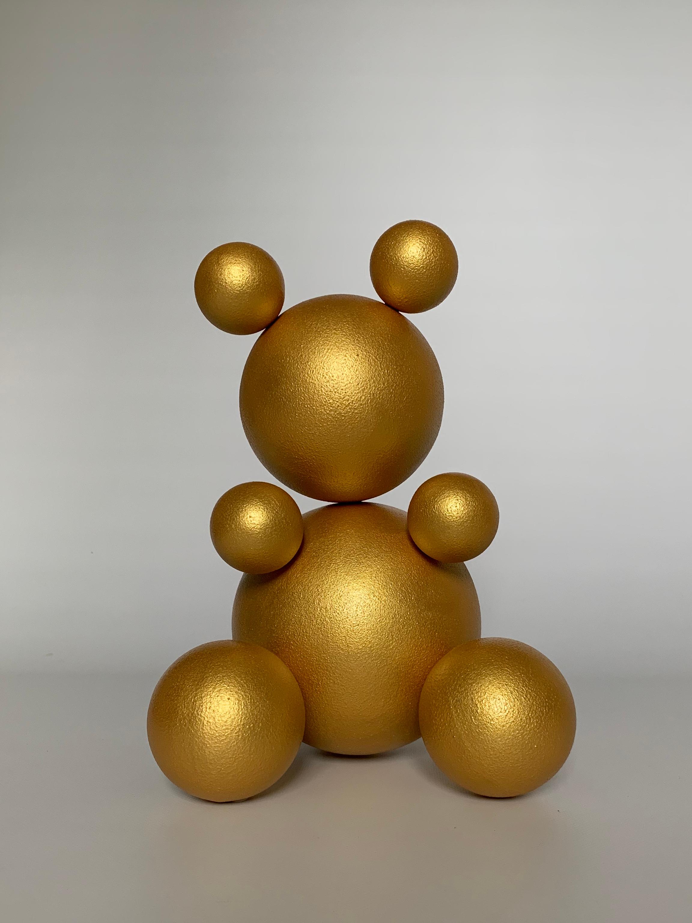 Rostyslav Kozhman Figurative Sculpture - Steel GOLDEN BEAR Animal Abstract Sculpture