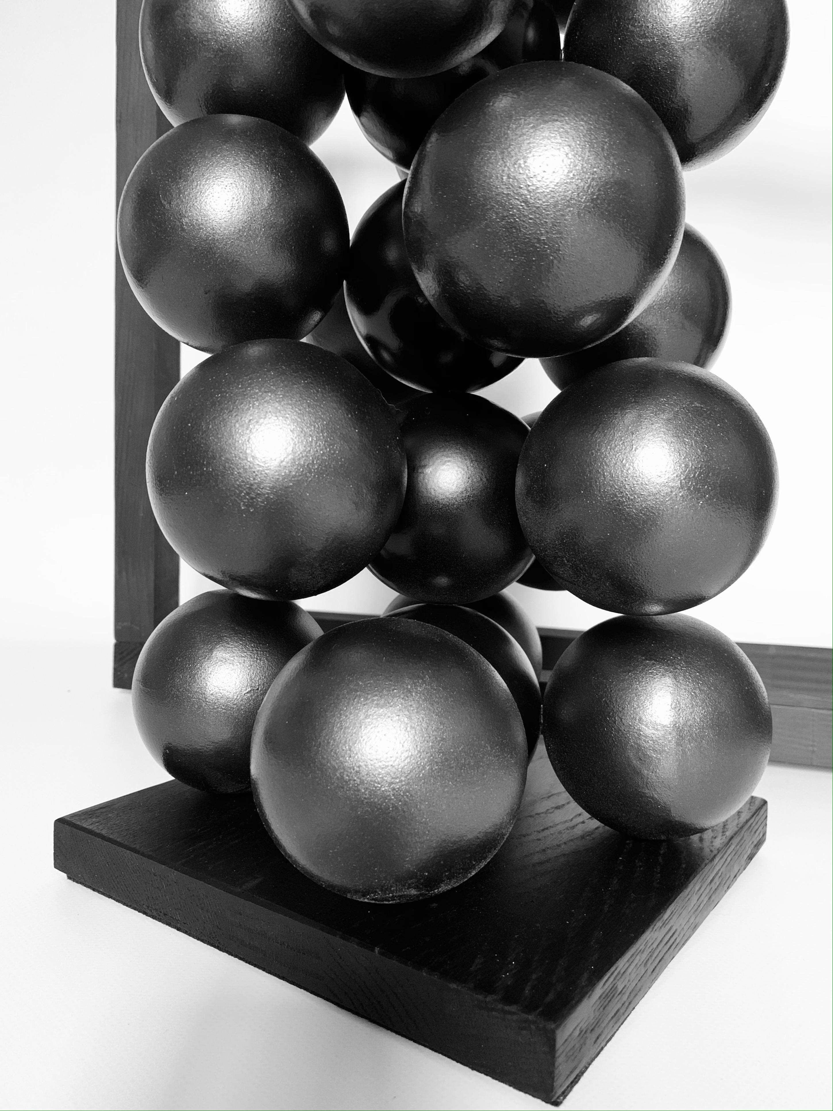 Time Tornado Steel Black Sphere Abstract Sculpture 1