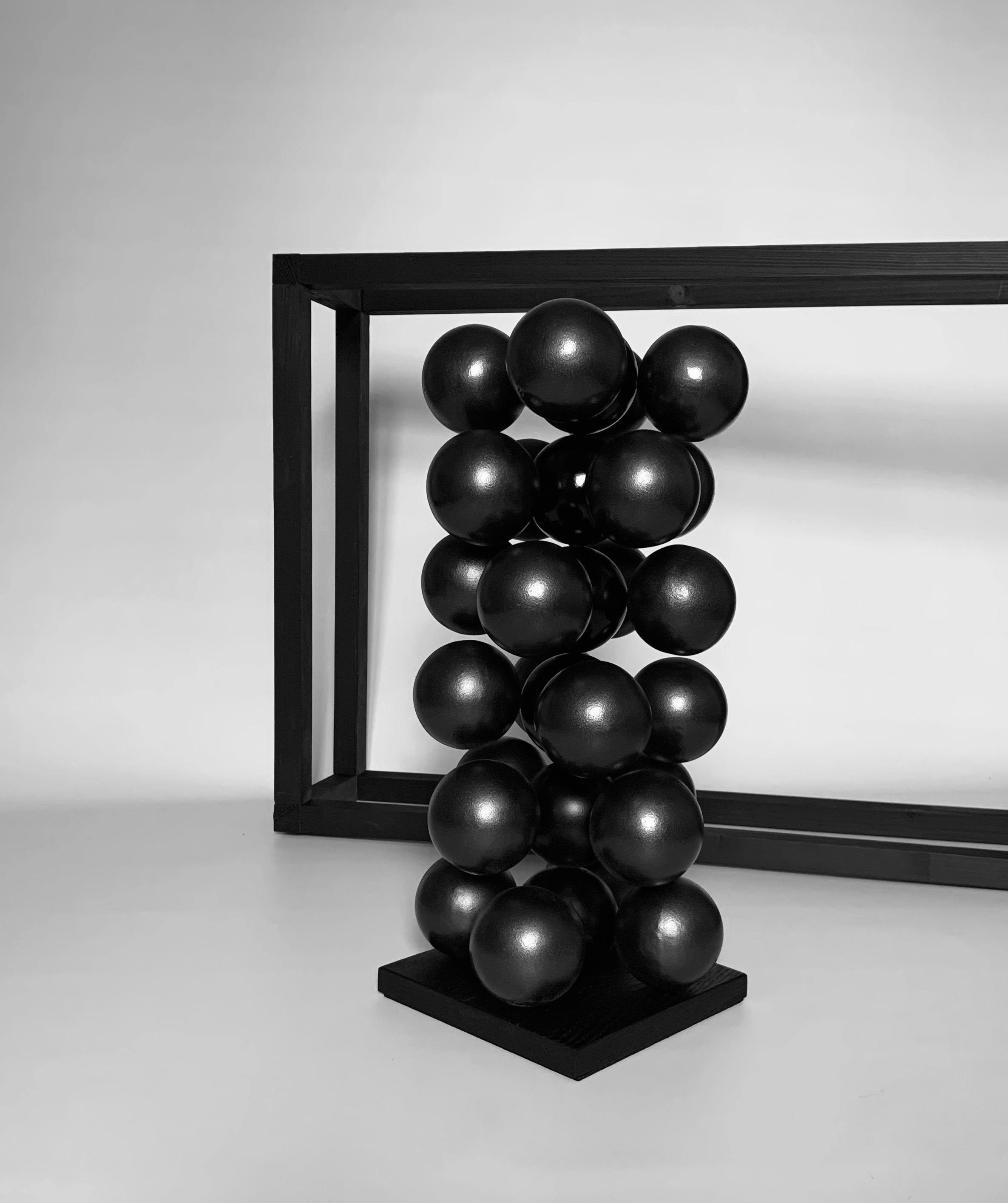 Time Tornado Steel Black Sphere Abstract Sculpture 3