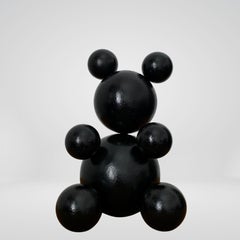 Total Black Small Steel Bear 2 Animal Abstract Sculpture
