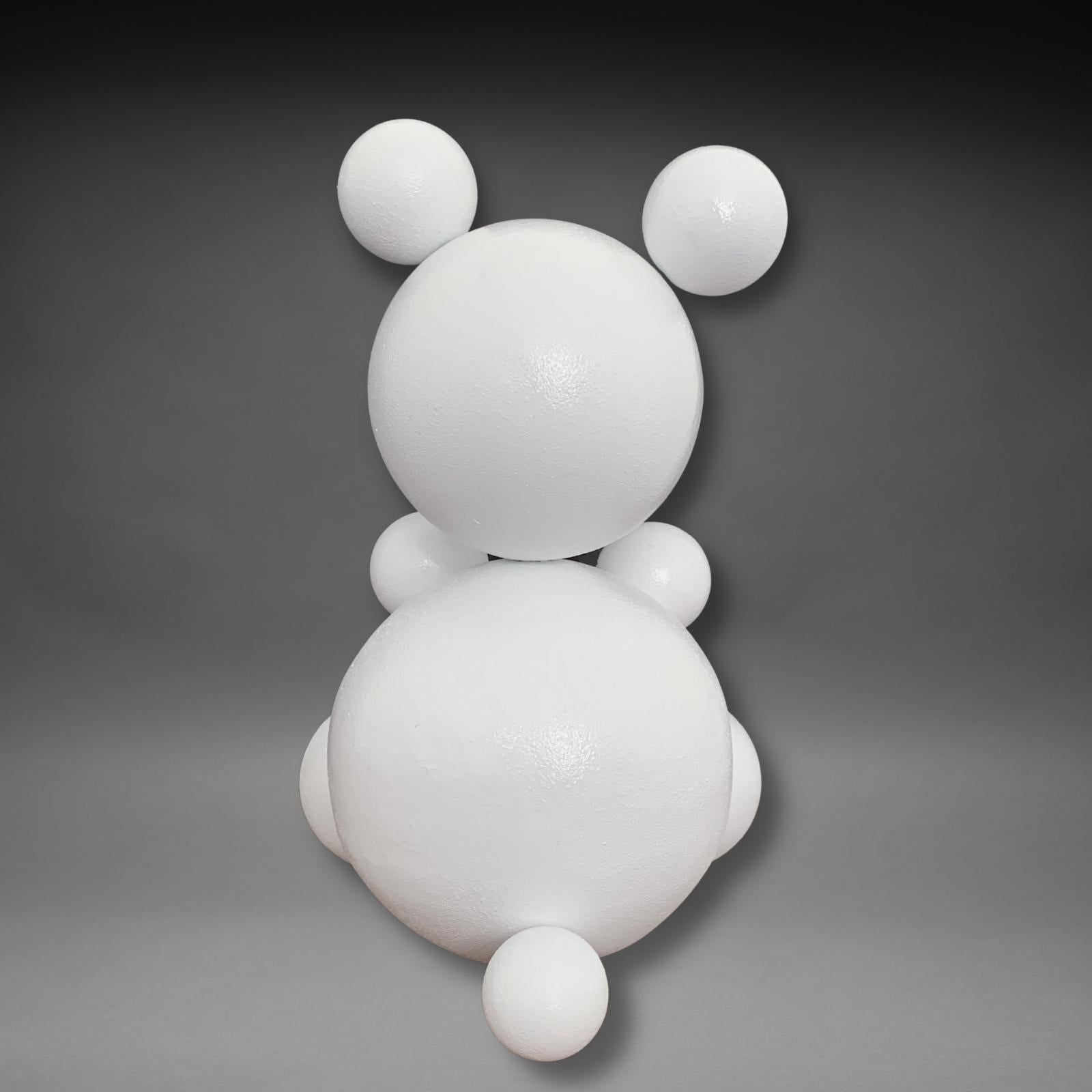 Total White Steel Bear Animal Abstract Sculpture - Gray Figurative Sculpture by Rostyslav Kozhman