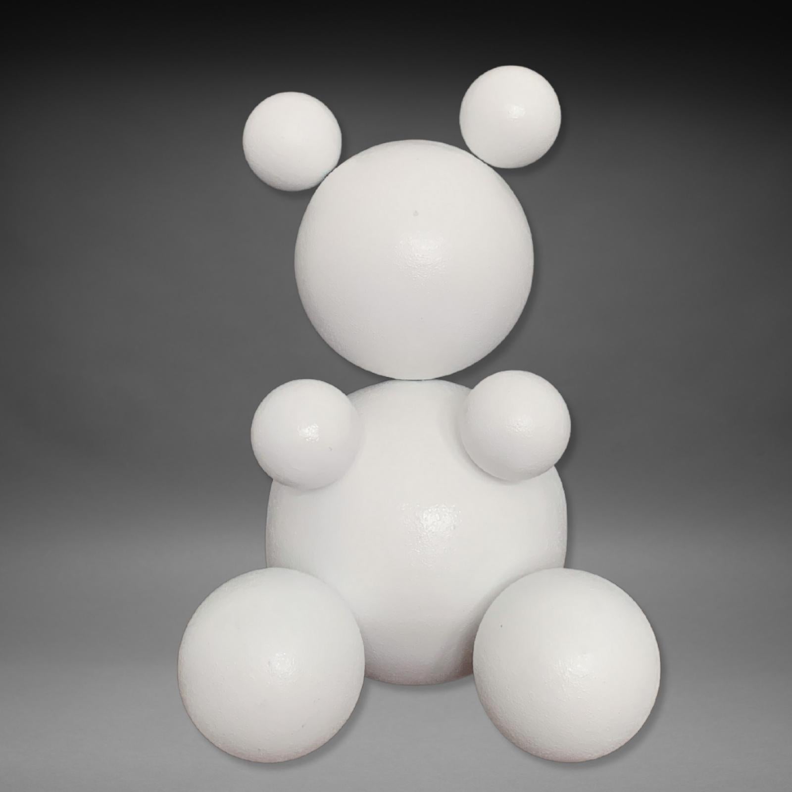 Rostyslav Kozhman Figurative Sculpture - Total White Steel Bear Animal Abstract Sculpture