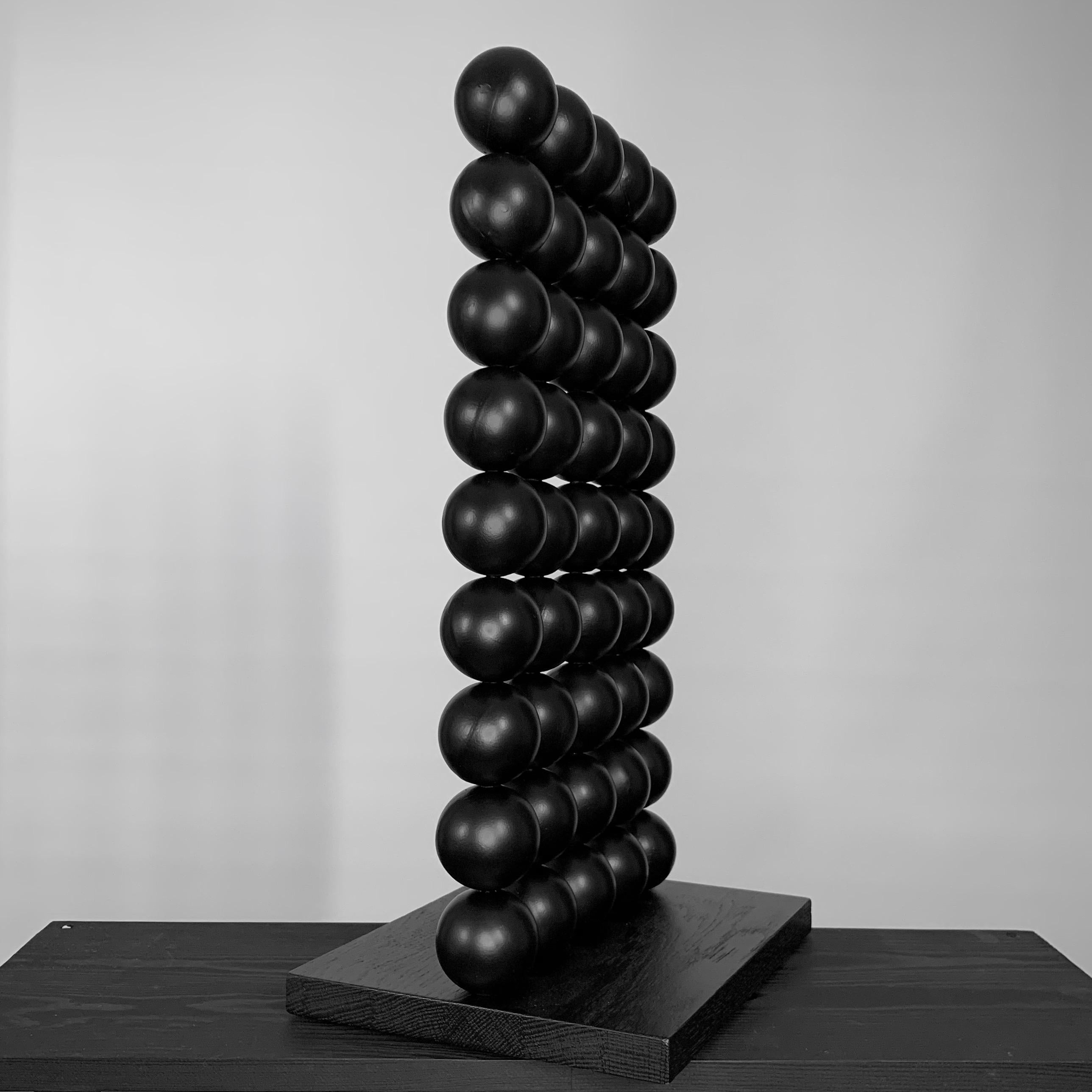 Wall Steel Black Sphere Abstract Sculpture For Sale 1