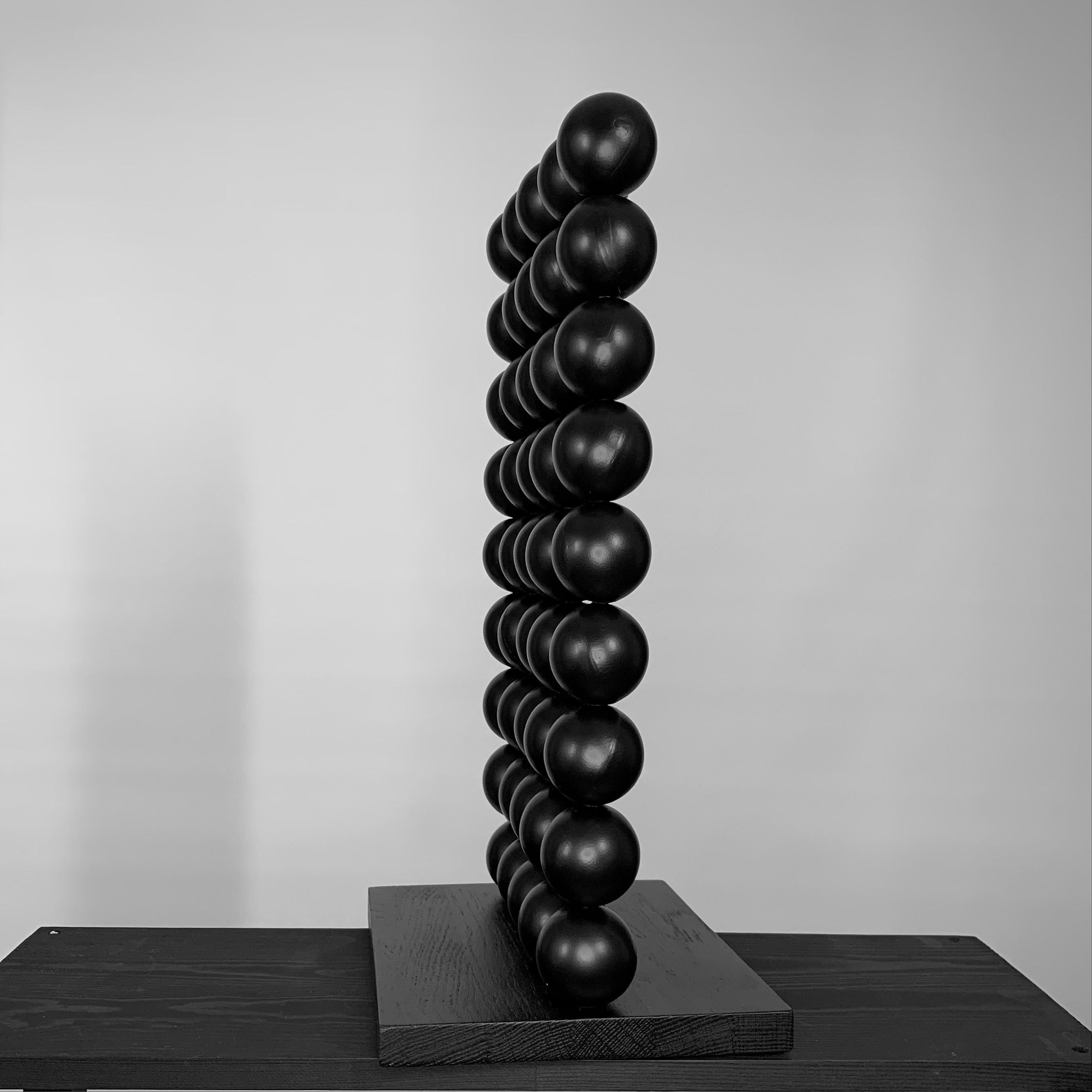 Wall Steel Black Sphere Abstract Sculpture For Sale 2