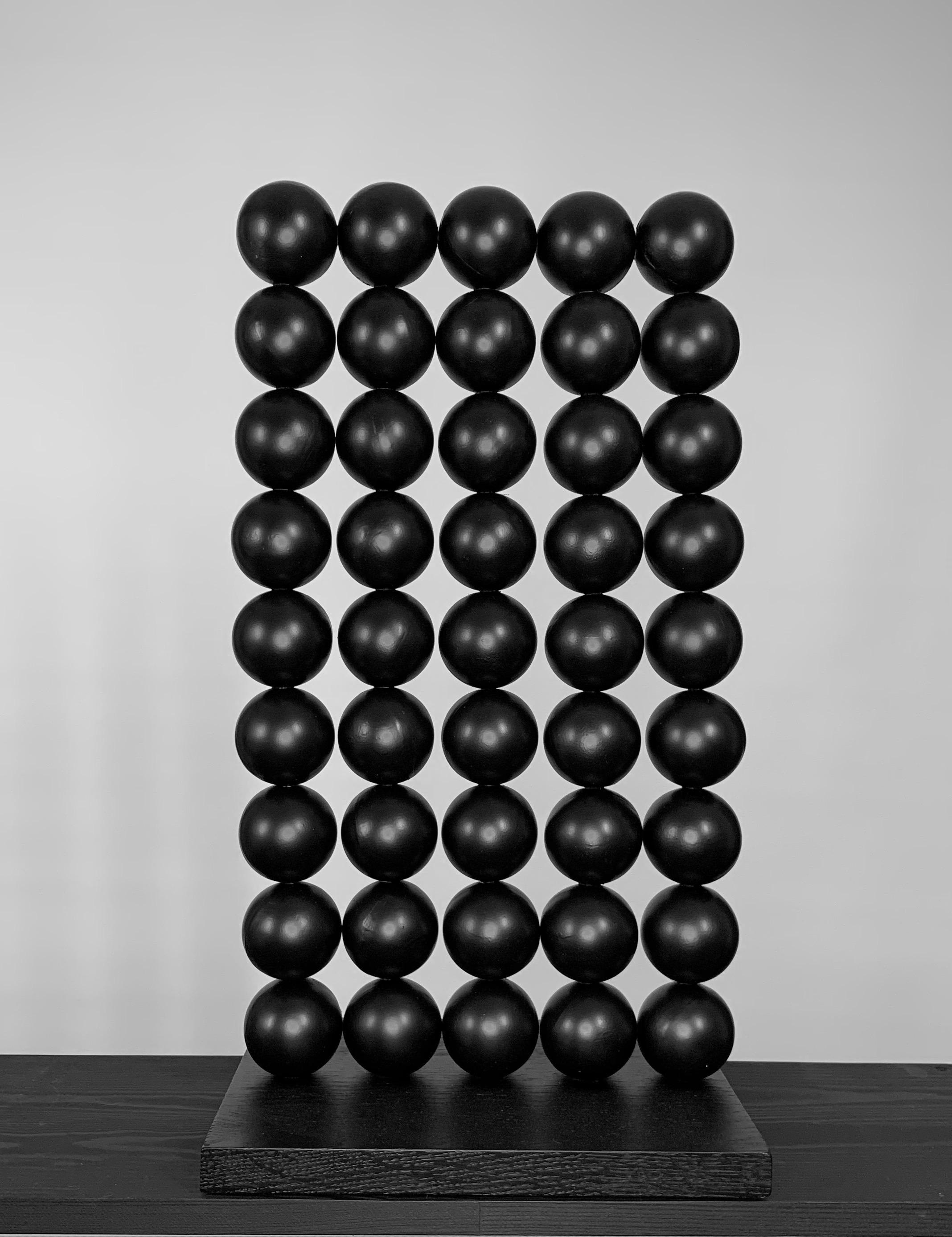 Wall Steel Black Sphere Abstract Sculpture For Sale 4