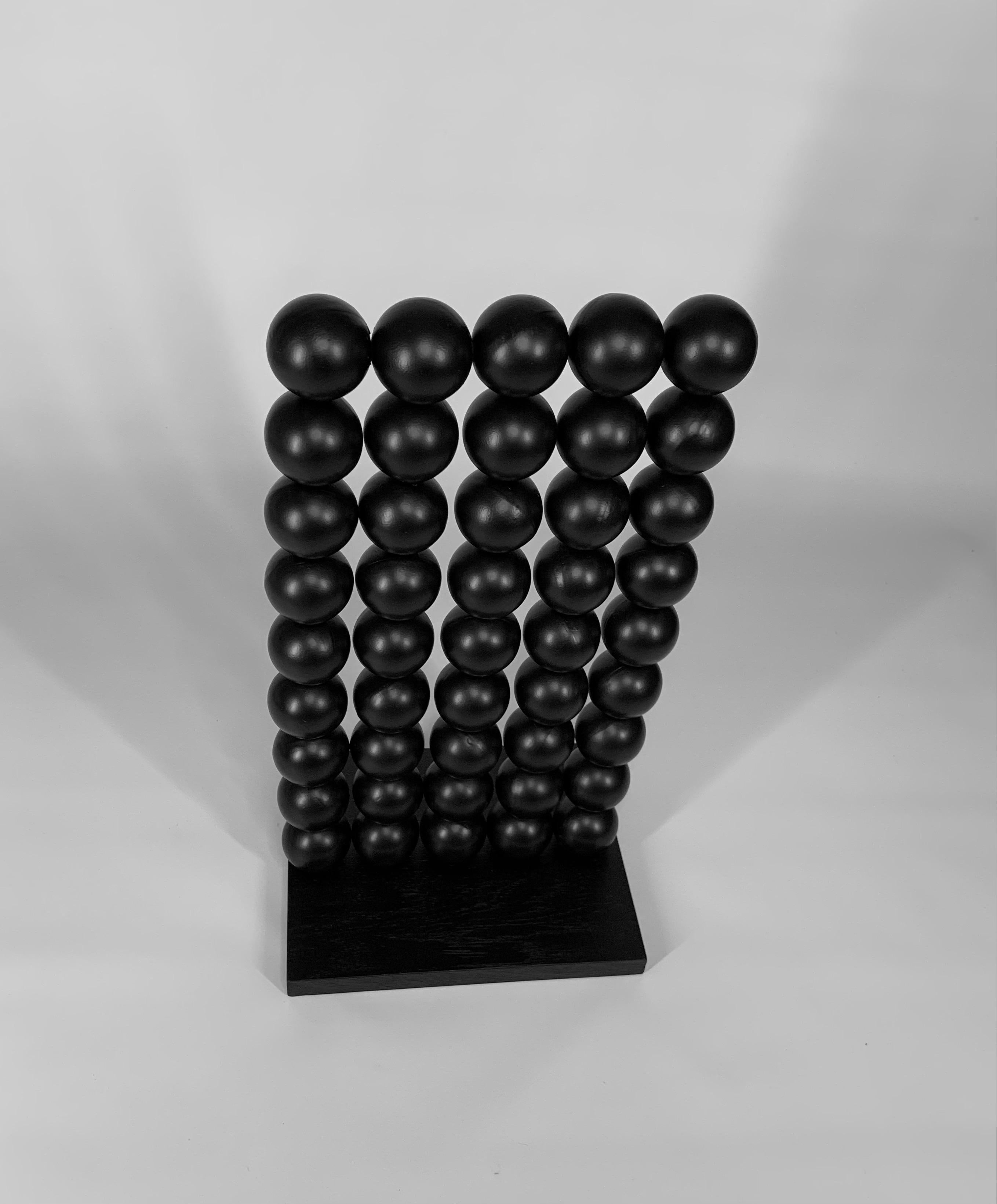 Wall Steel Black Sphere Abstract Sculpture For Sale 5