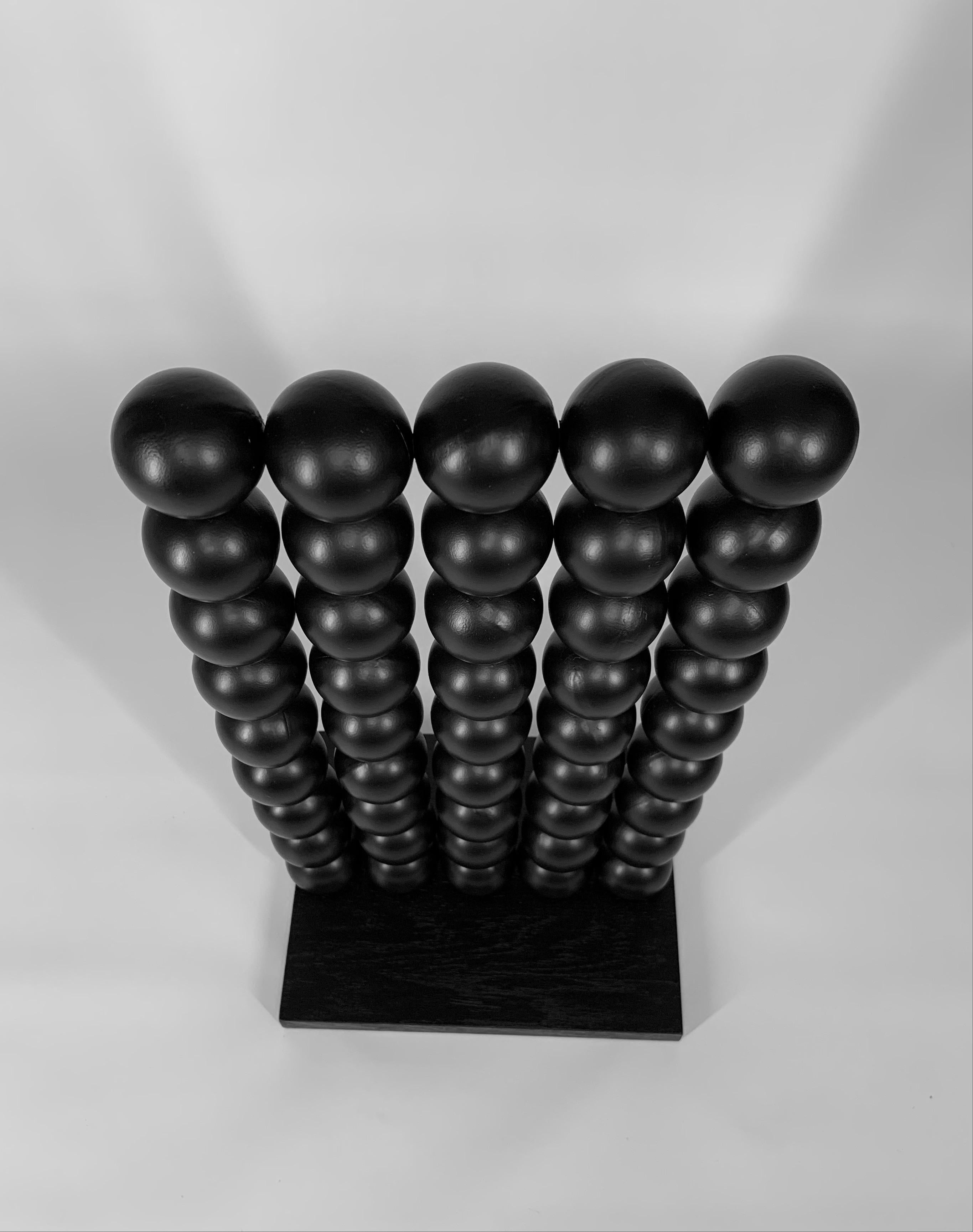 Wall Steel Black Sphere Abstract Sculpture For Sale 7