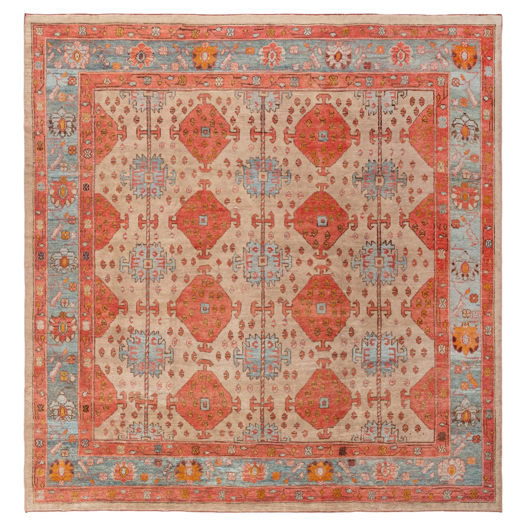 "Rosura" Modern Geometric Warm Tan Hand-Knotted Rug by Doris Leslie Blau