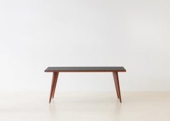 Rosewood Dining Table with Glass Top, Joaquim Tenreiro, 1947, Midcentury Brazil