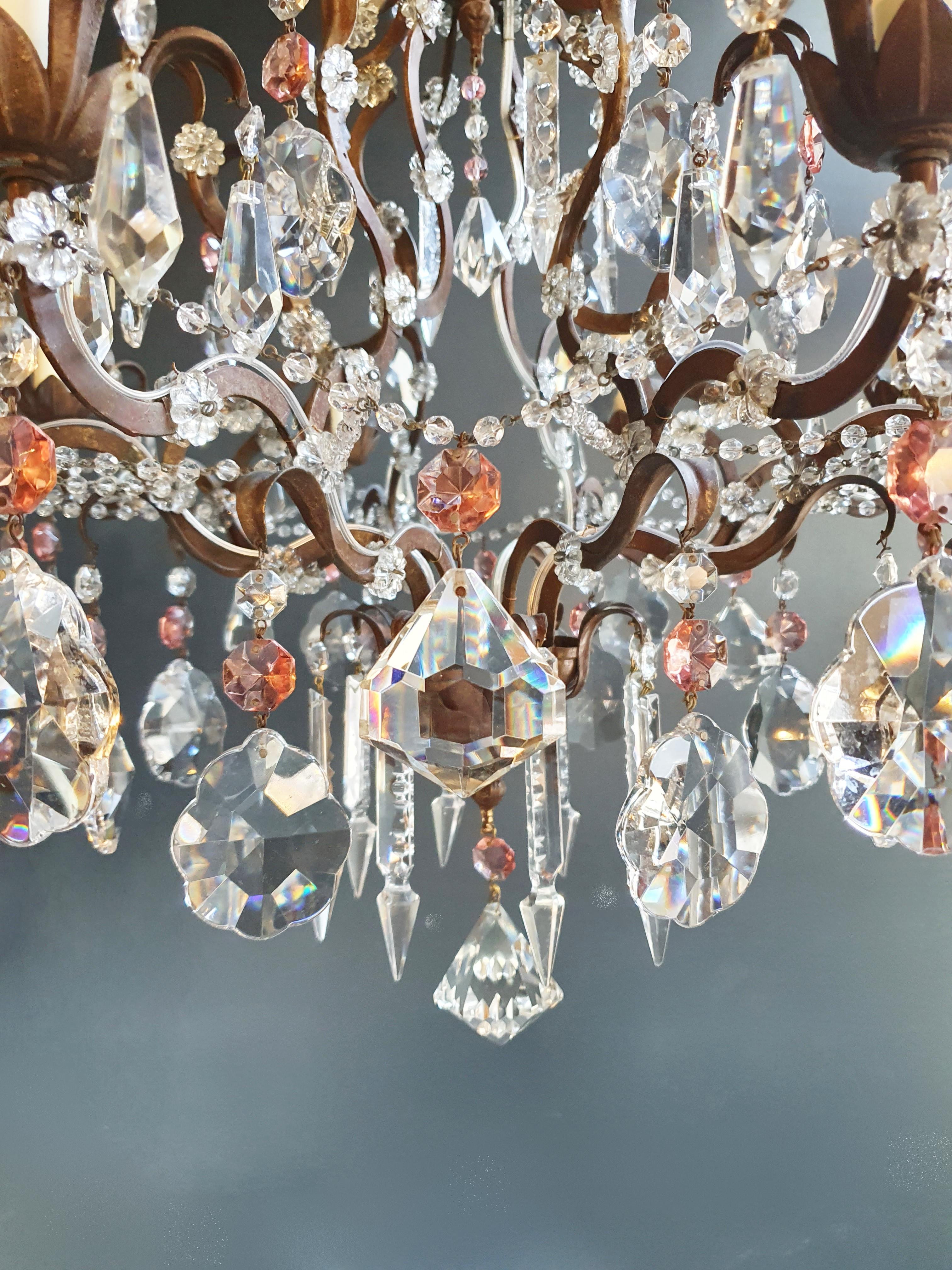 Rosy Crystal Antique Chandelier Ceiling Florentiner Lustre Art Nouveau 2