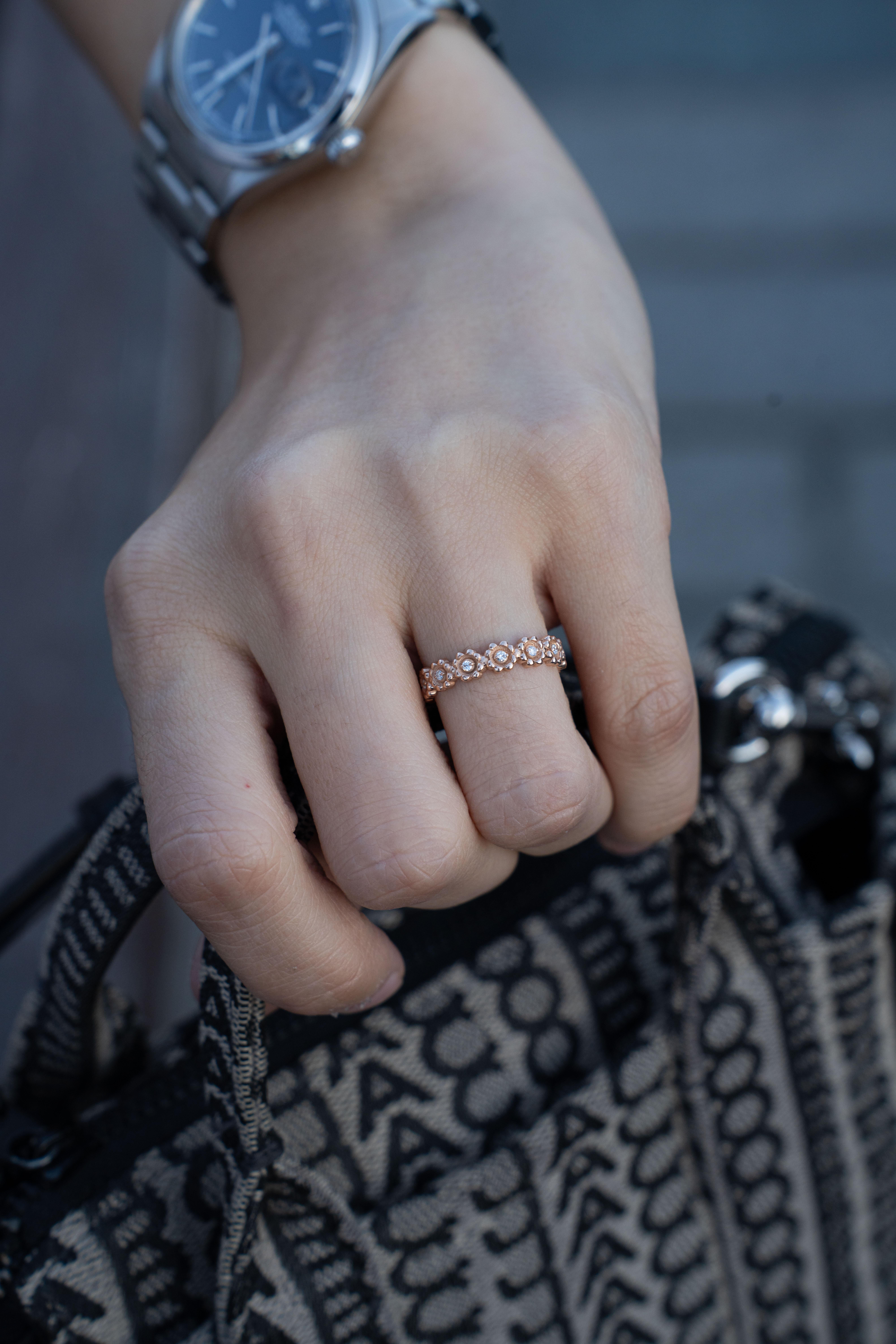 For Sale:  Rosy Diamond Wedding Band 5