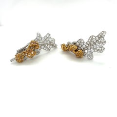 Rota & Rota 18kt WG/YG Brown & White 5.03ct. Diamond Leaf Earrings