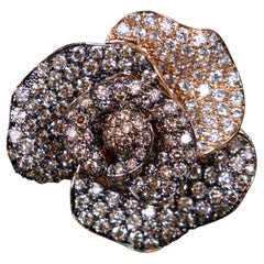 Rota & Rota Brown Diamond Rose Flower Cocktail Ring 18K Pink Blackened Gold