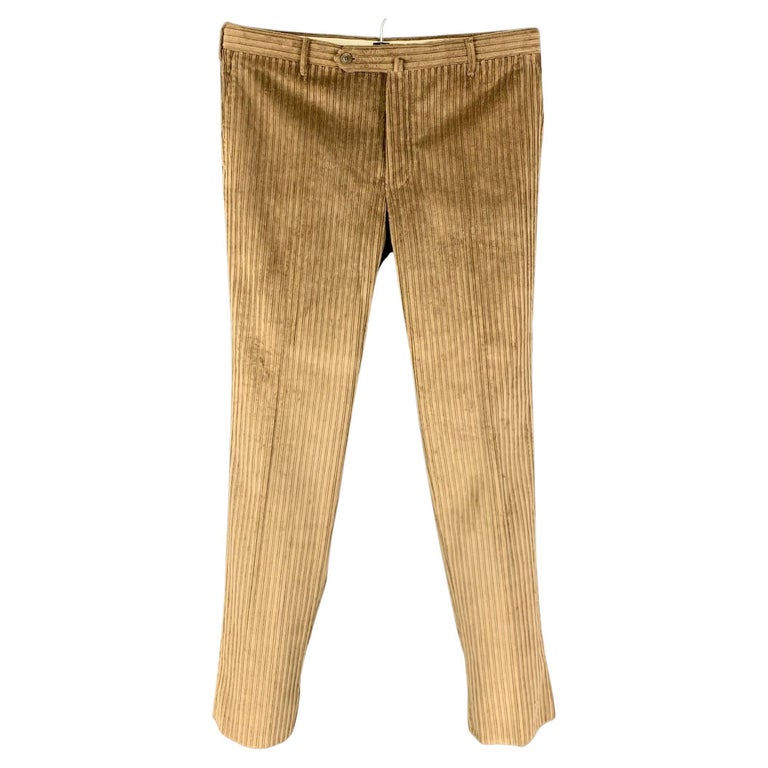 Louis Vuitton Mid-Rise Brown Taupe Corduroy Pants Trousers Size 38