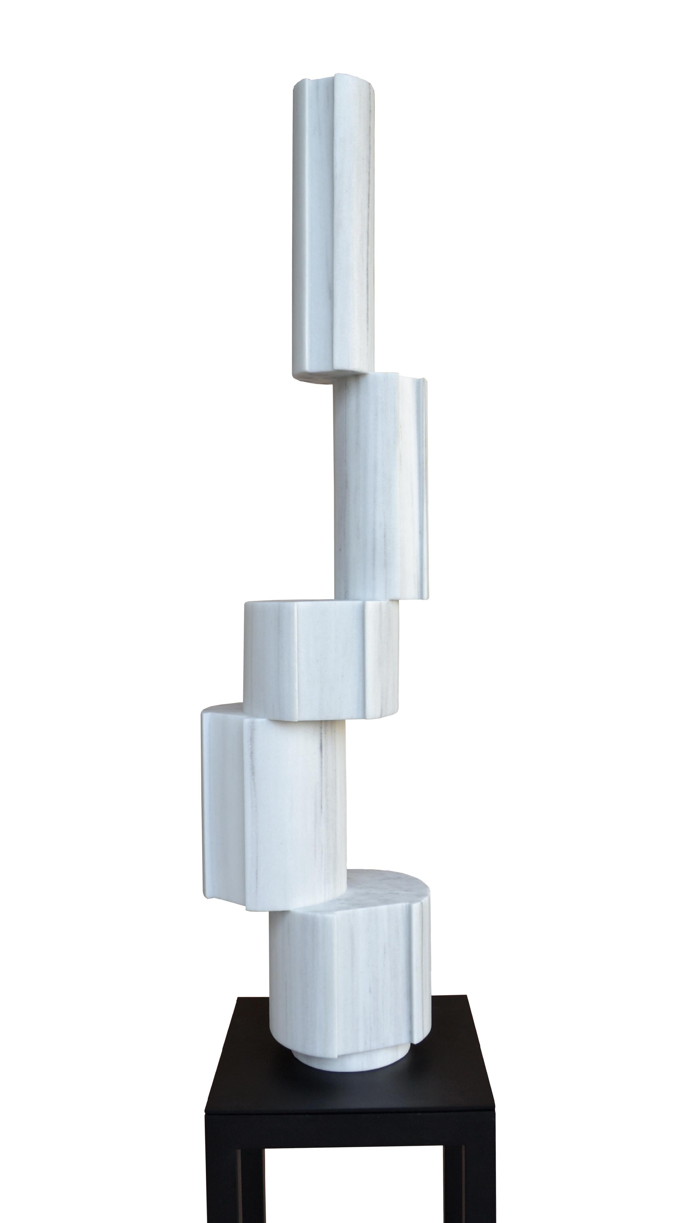 Rotación De Línea Alternativa V Sculpture by Borja Barrajón
Dimensions: D 36 x W 36 x H 130 cm.
With Pedestal: D 36 x W 36 x H 190 cm.
Materials: White marble.

Borja Barrajón Acedo (Madrid, 1985) began his training as a sculptor at the Faculty of