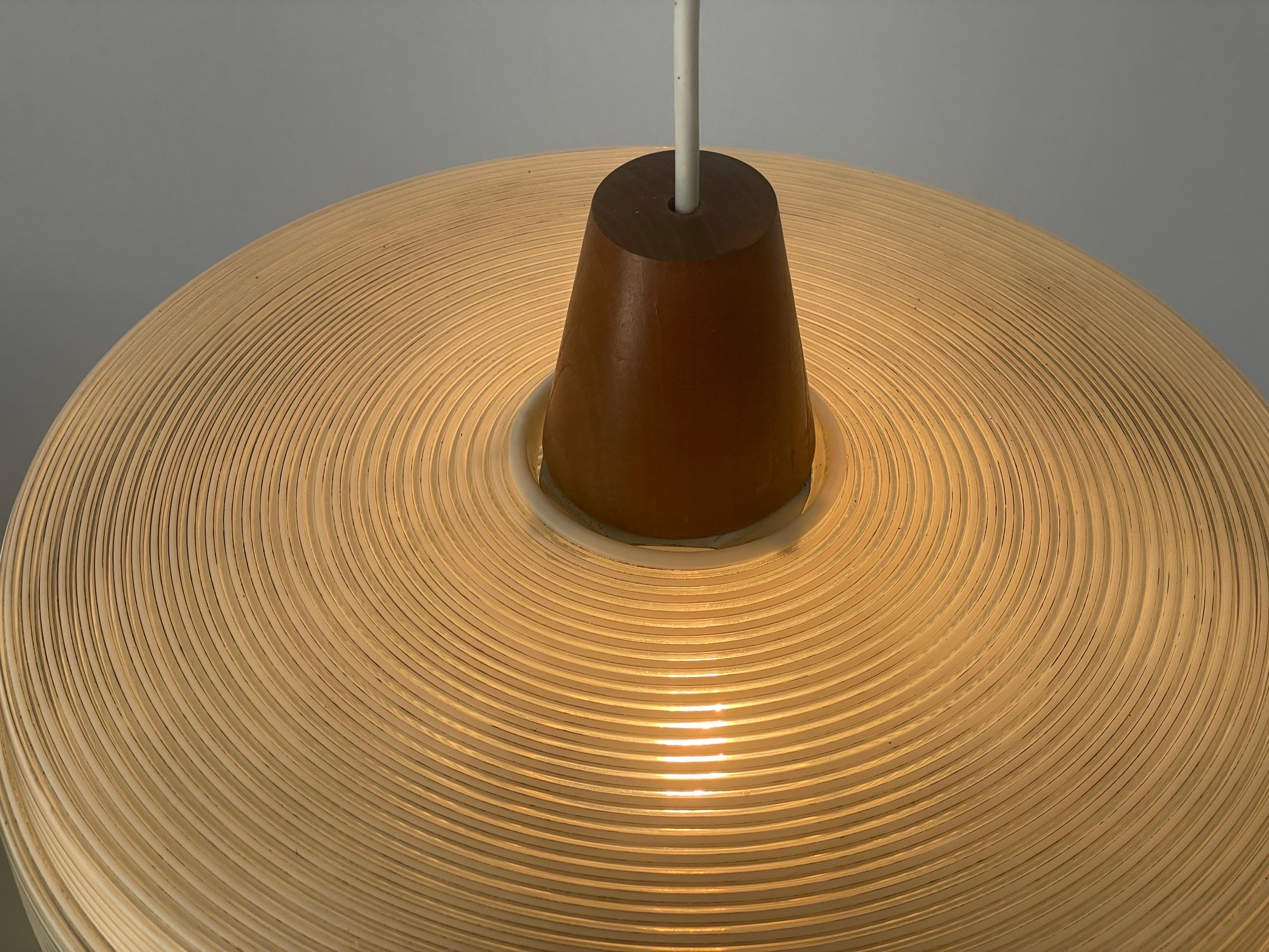 Lámpara de techo Rotaflex de Yasha Heifetz con detalle de teca, años 60, Alemania en venta 6