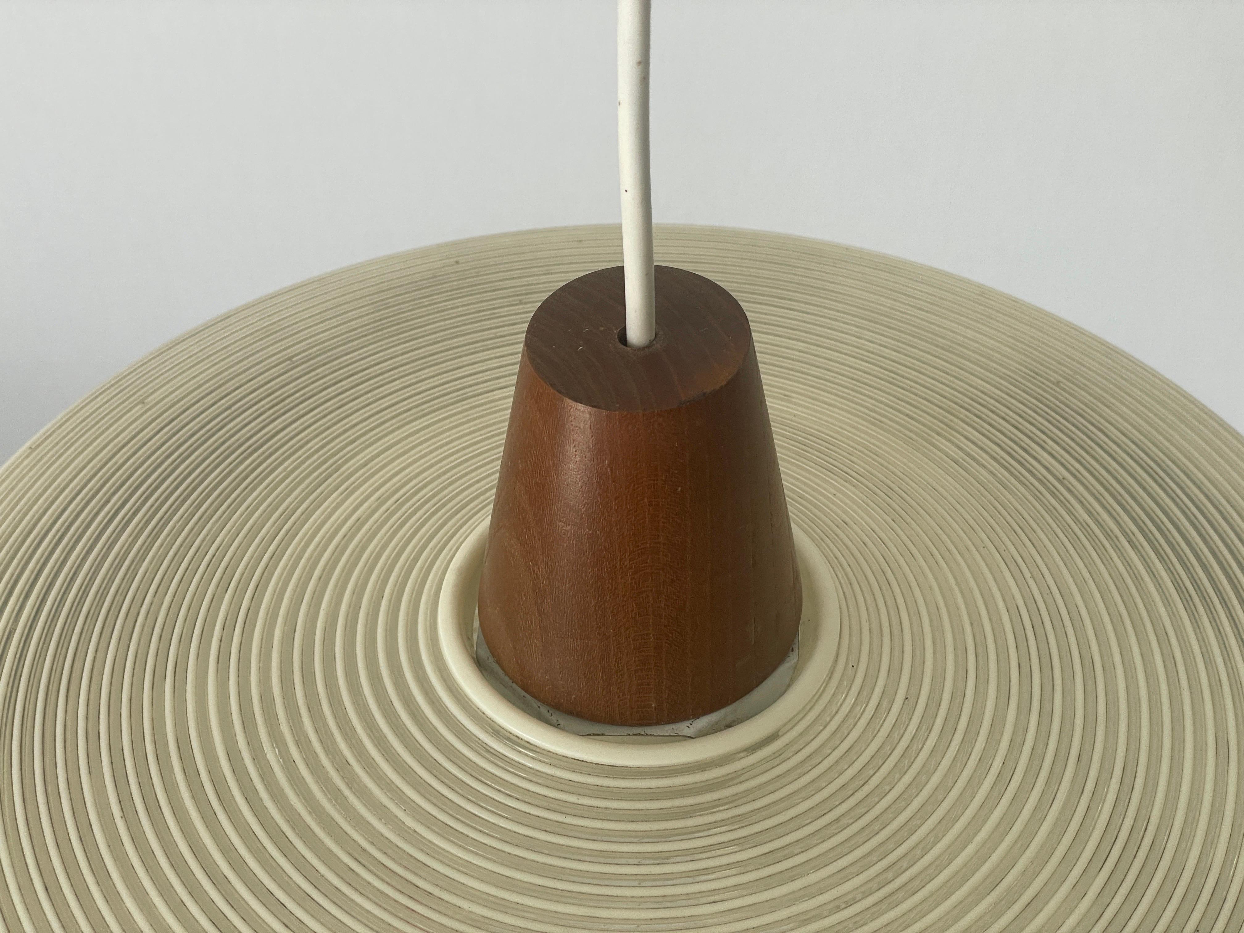 Lámpara de techo Rotaflex de Yasha Heifetz con detalle de teca, años 60, Alemania mediados del siglo XX en venta