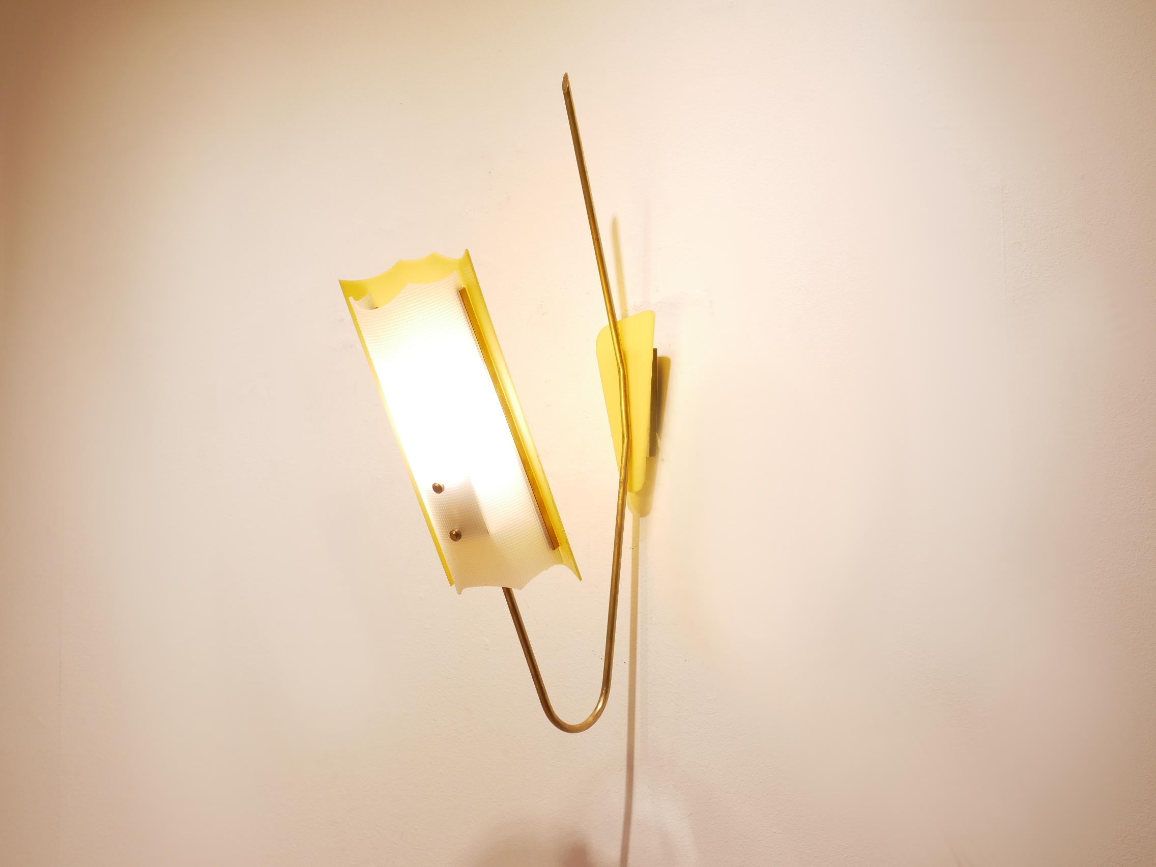 Rotaflex Style 1950s Perspex and Brass Arm Lamp, France For Sale 1