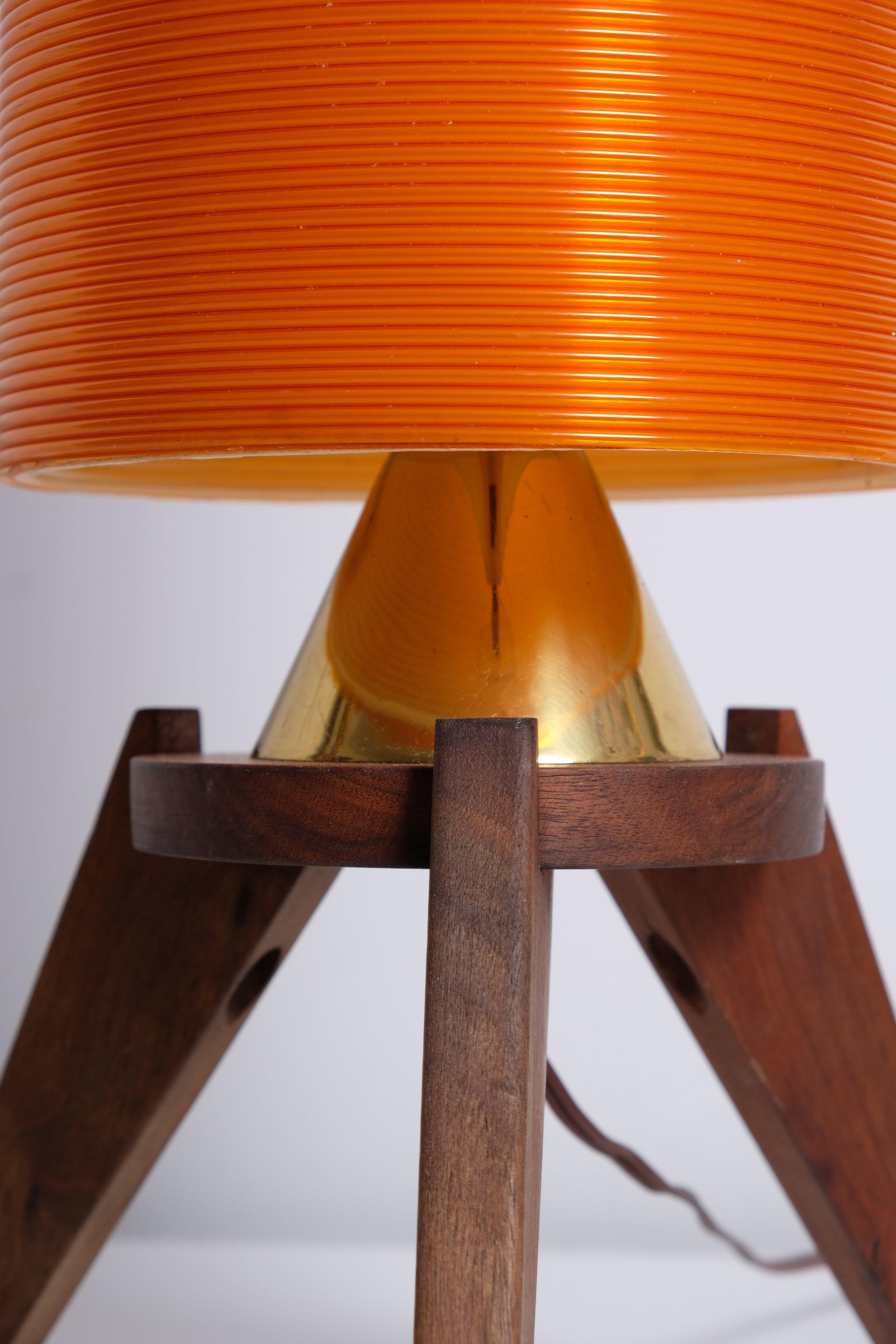 English Rotaflex walnut table lamp by John and Sylvia Reid, 1950's For Sale