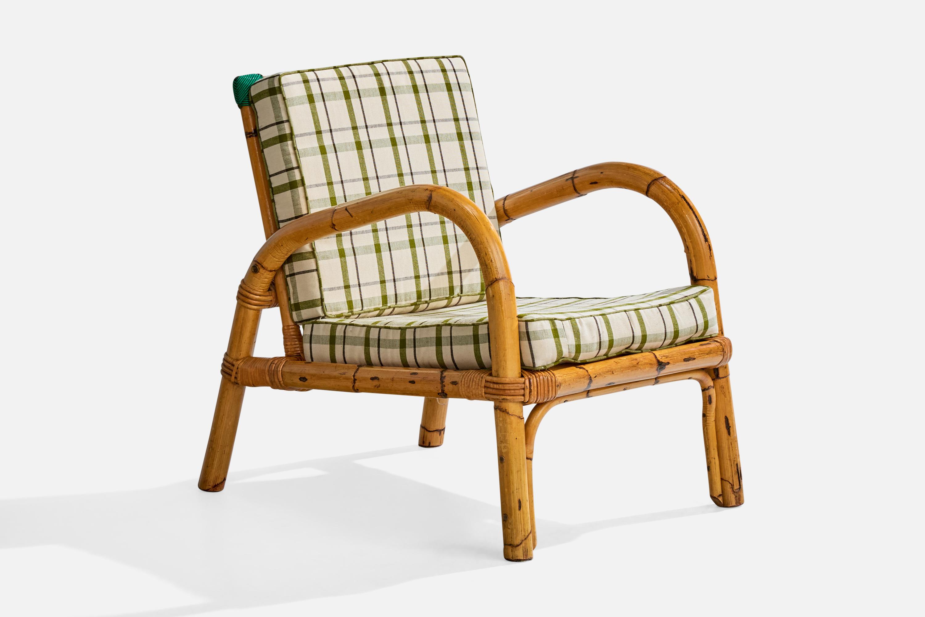 Rotan, chaises longues, bambou, rotin, tissu, Italie, années 1950 en vente 4
