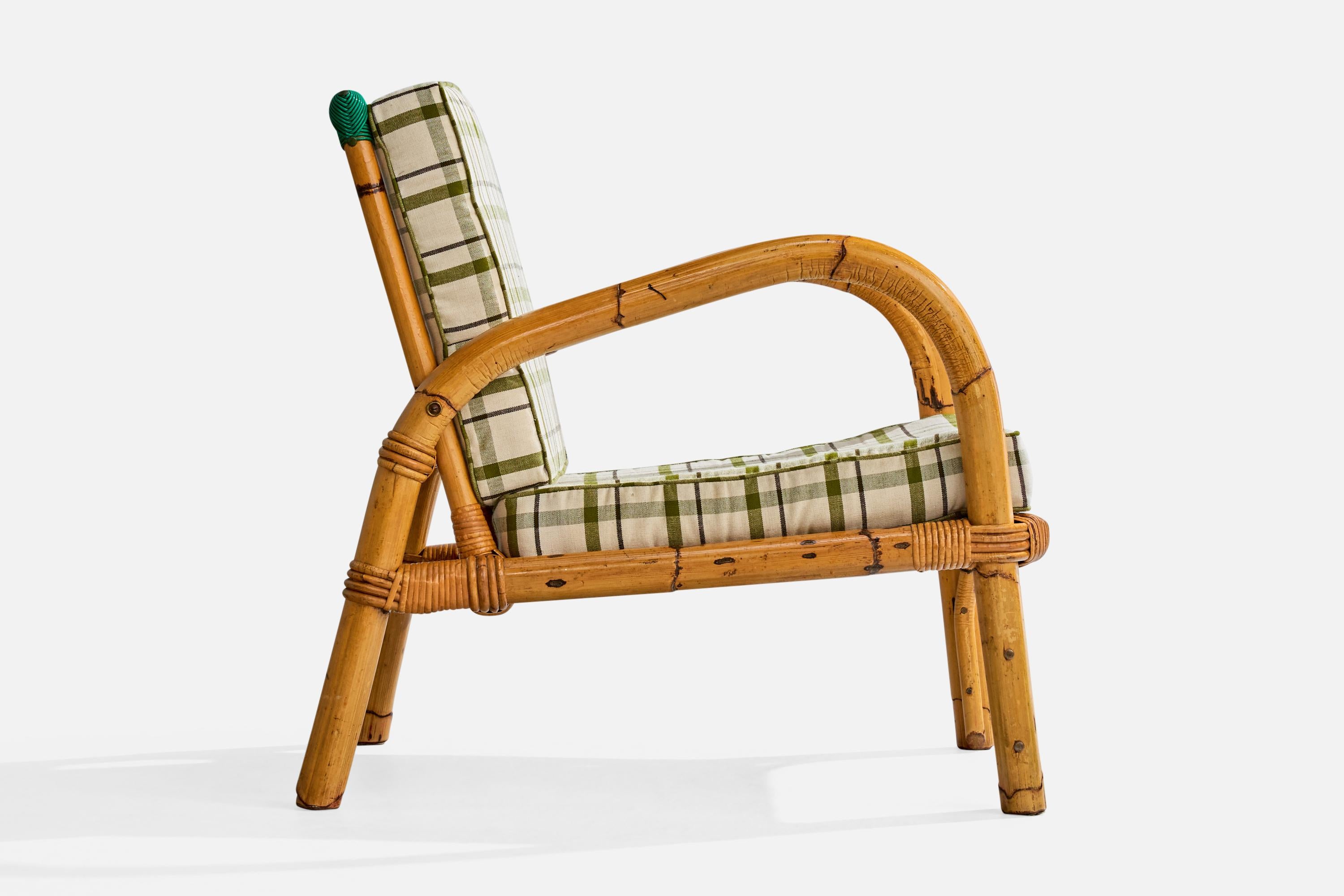 Rotan, chaises longues, bambou, rotin, tissu, Italie, années 1950 en vente 6