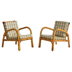 Rotan, chaises longues, bambou, rotin, tissu, Italie, années 1950