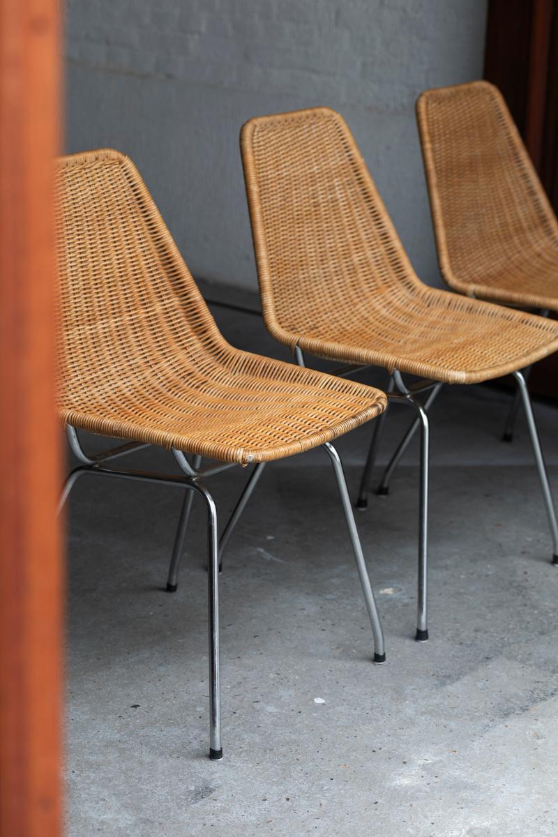 Mid-20th Century Rotanhuis Set of 6 Rattan Dining Chairs, Dutch design, 1960s