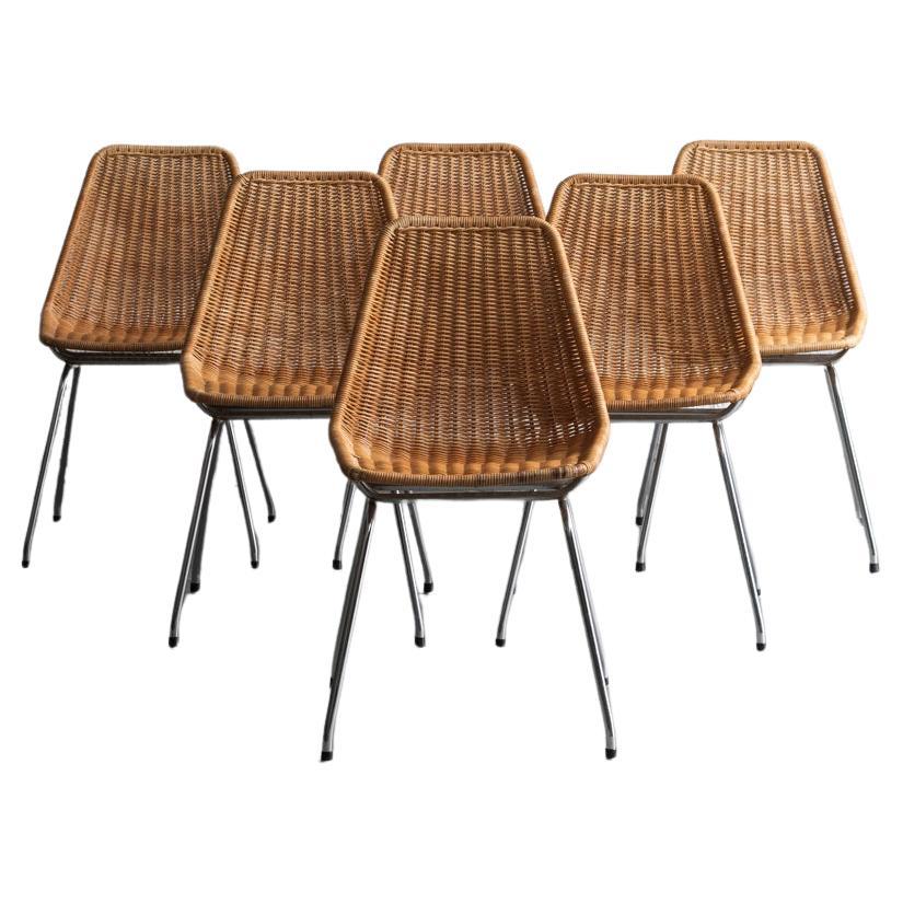 Rotanhuis Set of 6 Rattan Dining Chairs, Dutch design, 1960s