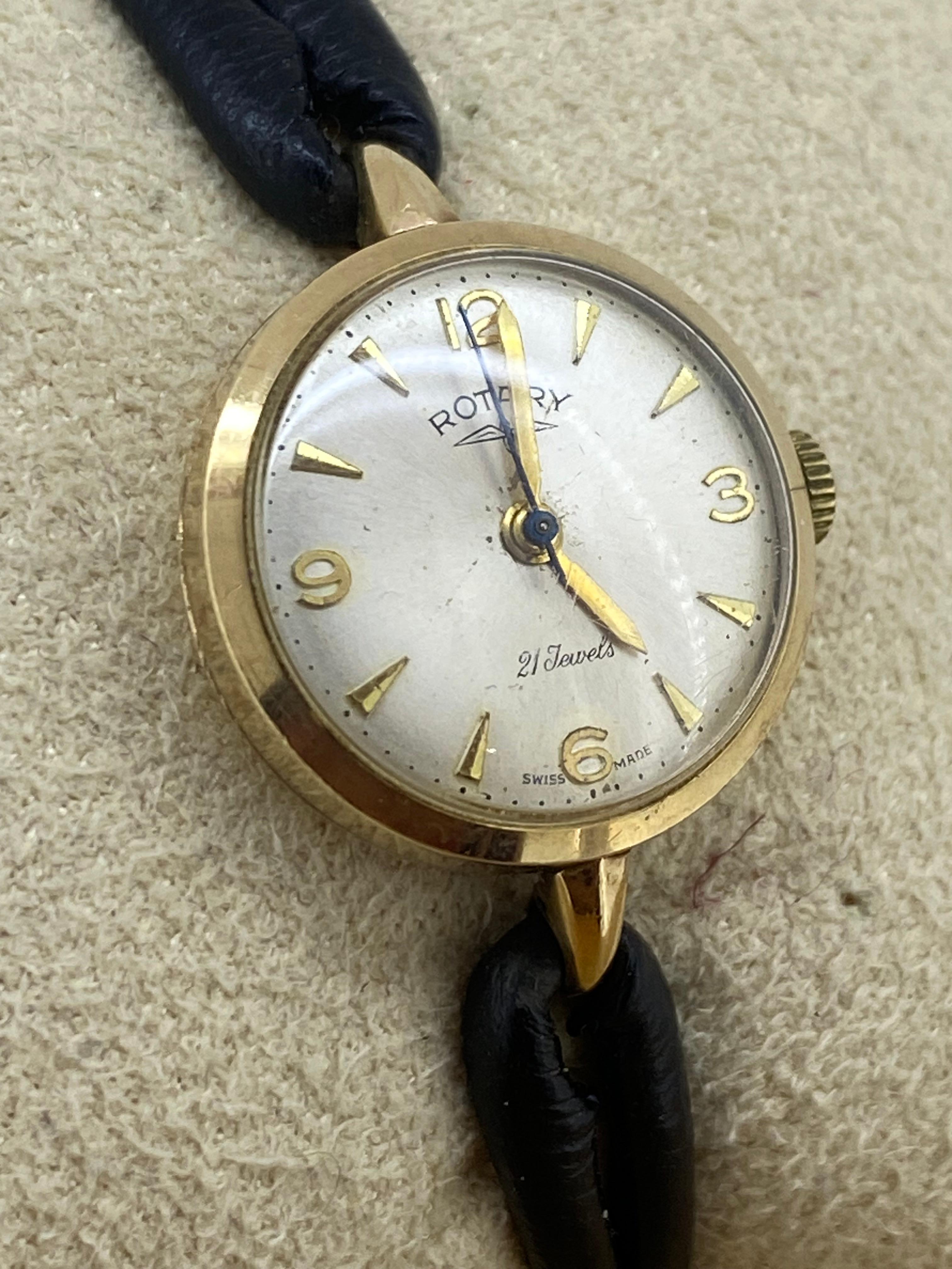 Rotary 9K Yellow Gold Swiss Manual 21 jewels Single Lug Cocktail Ladies' Watch 3