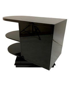 Rotatable Black Lacquer Art Deco Bar Furniture from France of the 1930s