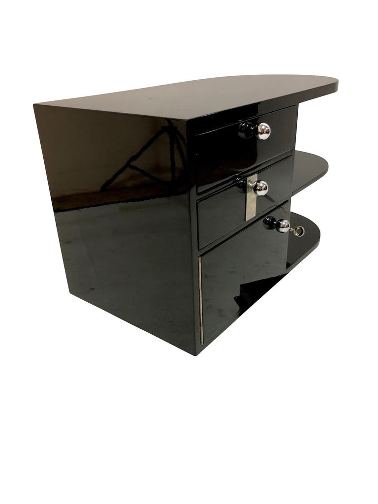 Rotatable Black Lacquer Art Deco Bar Furniture from France of the 1930s