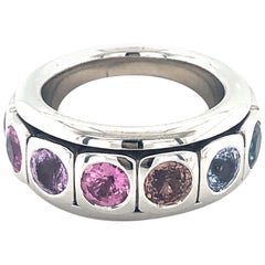 Rotatable Multi-Color Sapphire Ring in White Gold 750