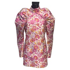 Rotate Birger Christensen – Mini Dress Broccato Floreale con Maniche Sculpted