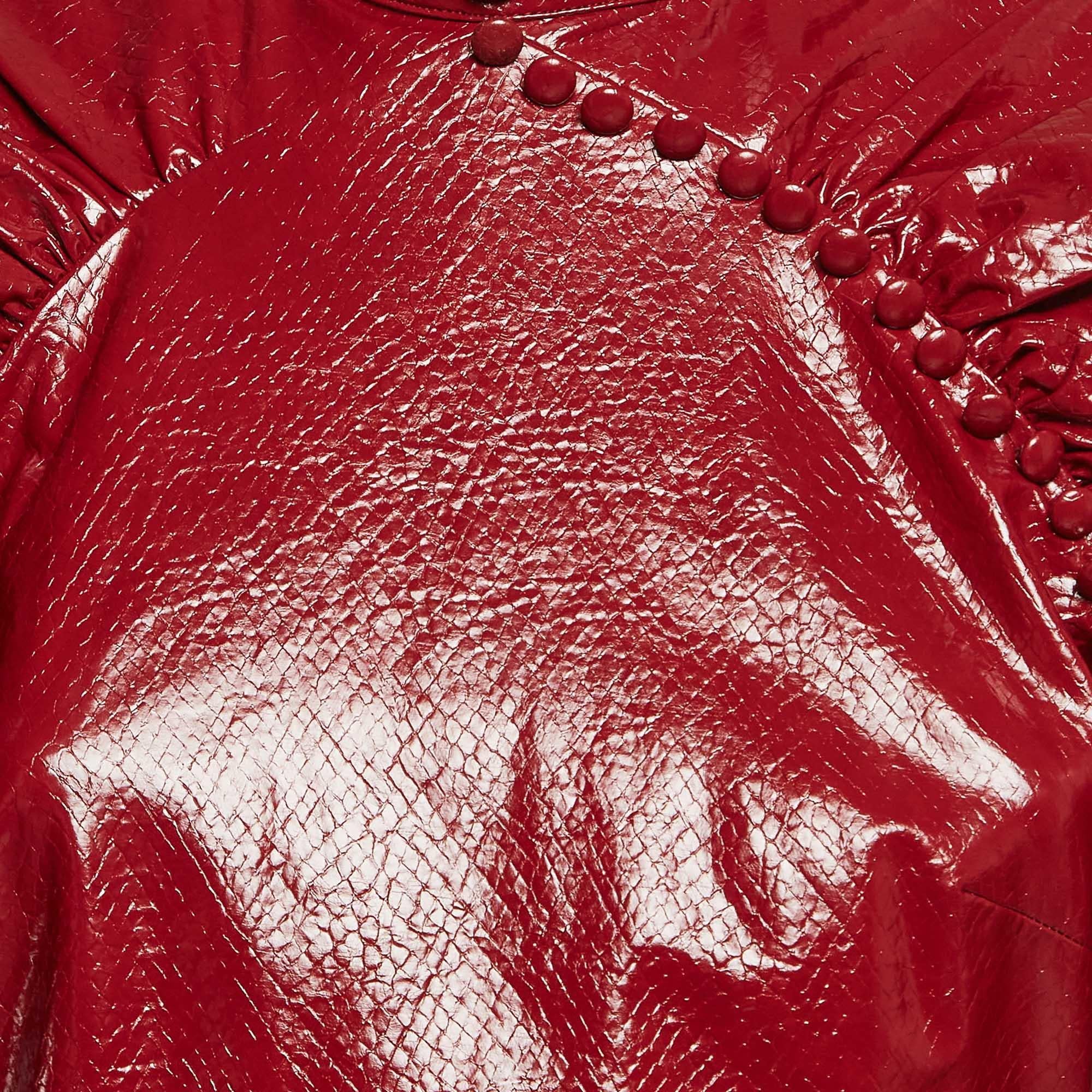 ROTATE Birger Christensen Tibetan Red Faux Leather Kim Mini Dress S In Excellent Condition In Dubai, Al Qouz 2