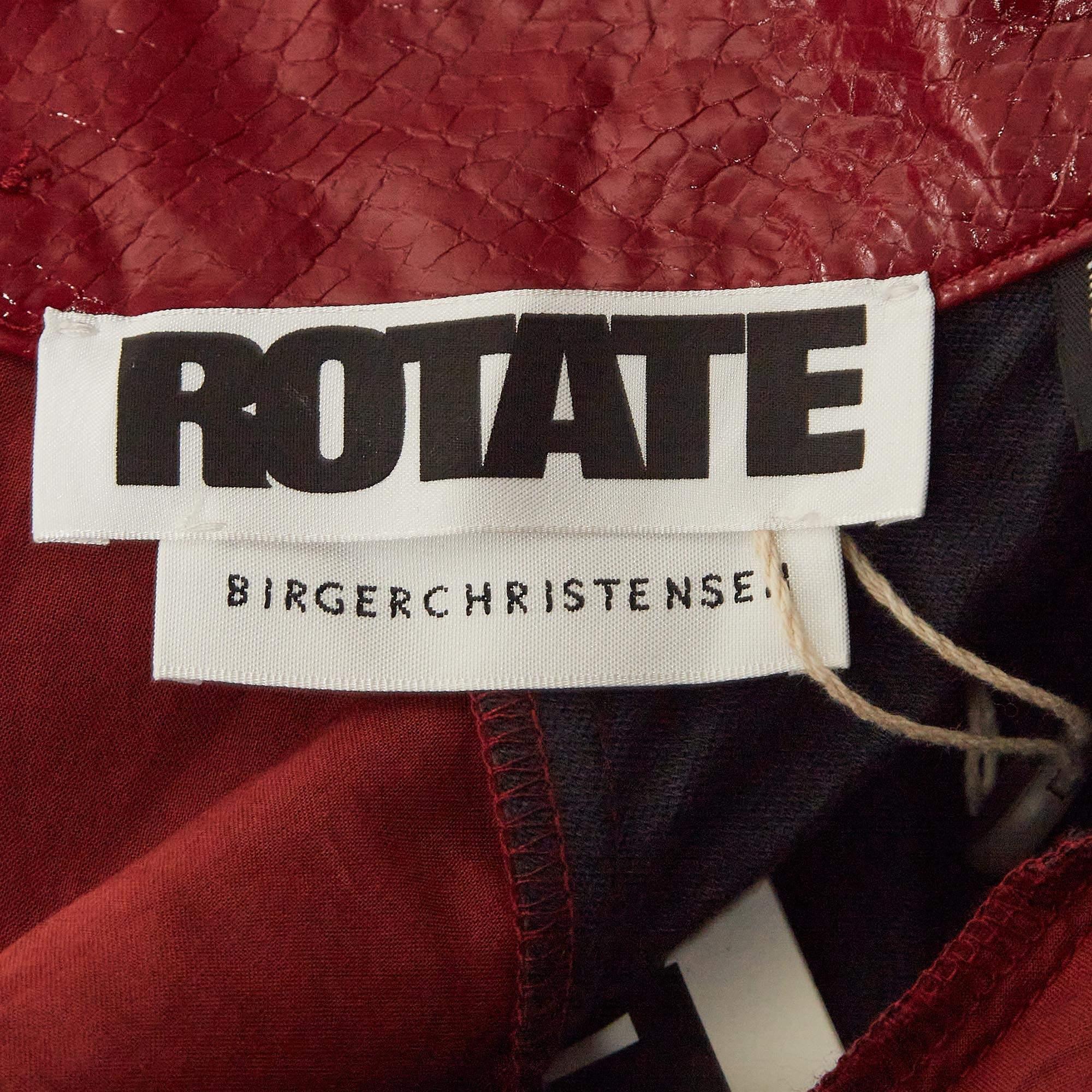 Women's ROTATE Birger Christensen Tibetan Red Faux Leather Kim Mini Dress S