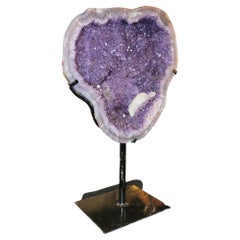 Vintage Rotating Agate Geode With Amethyst Crystals