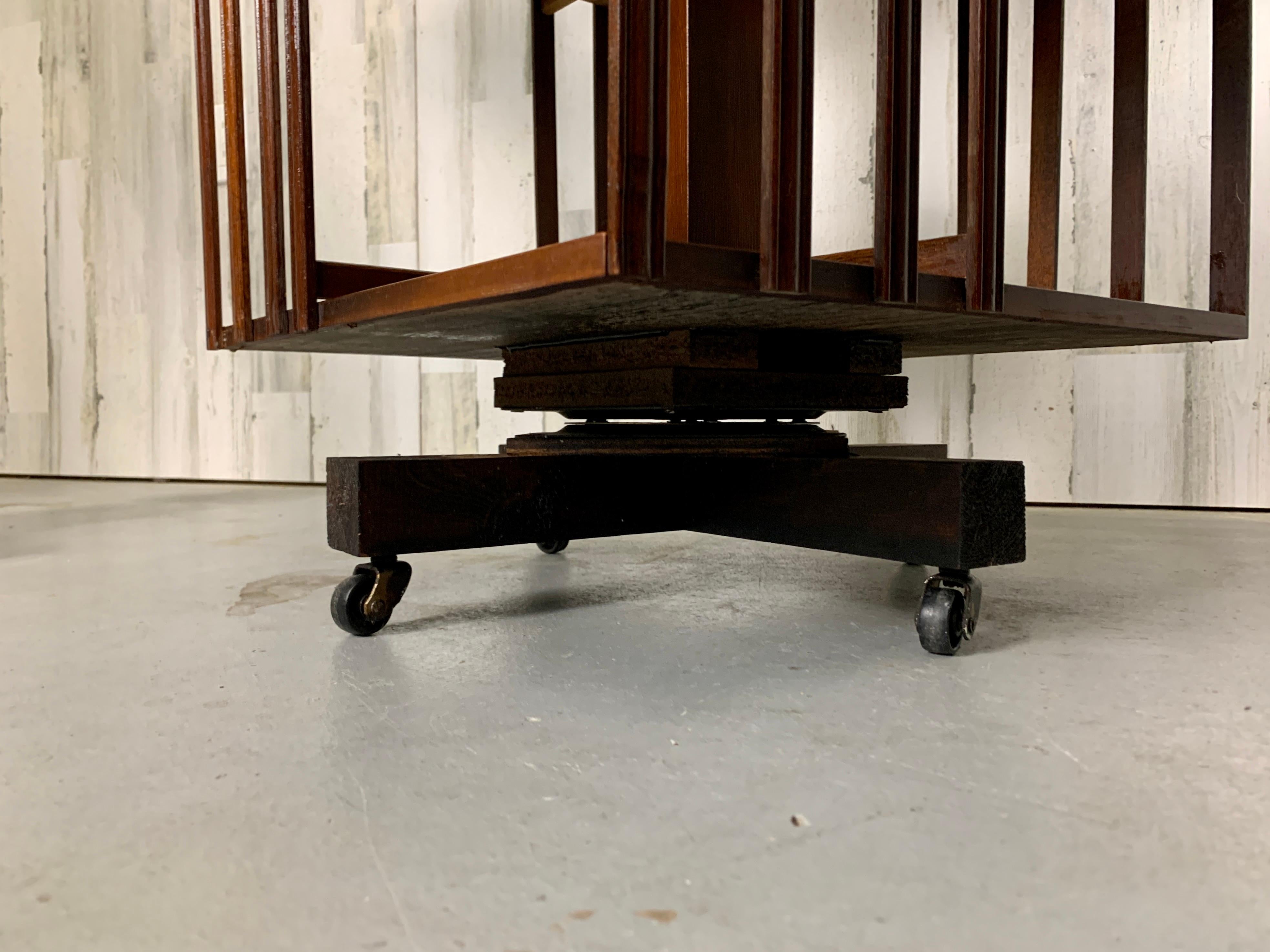 Edwardian Rotating Bookcase with Marquetry