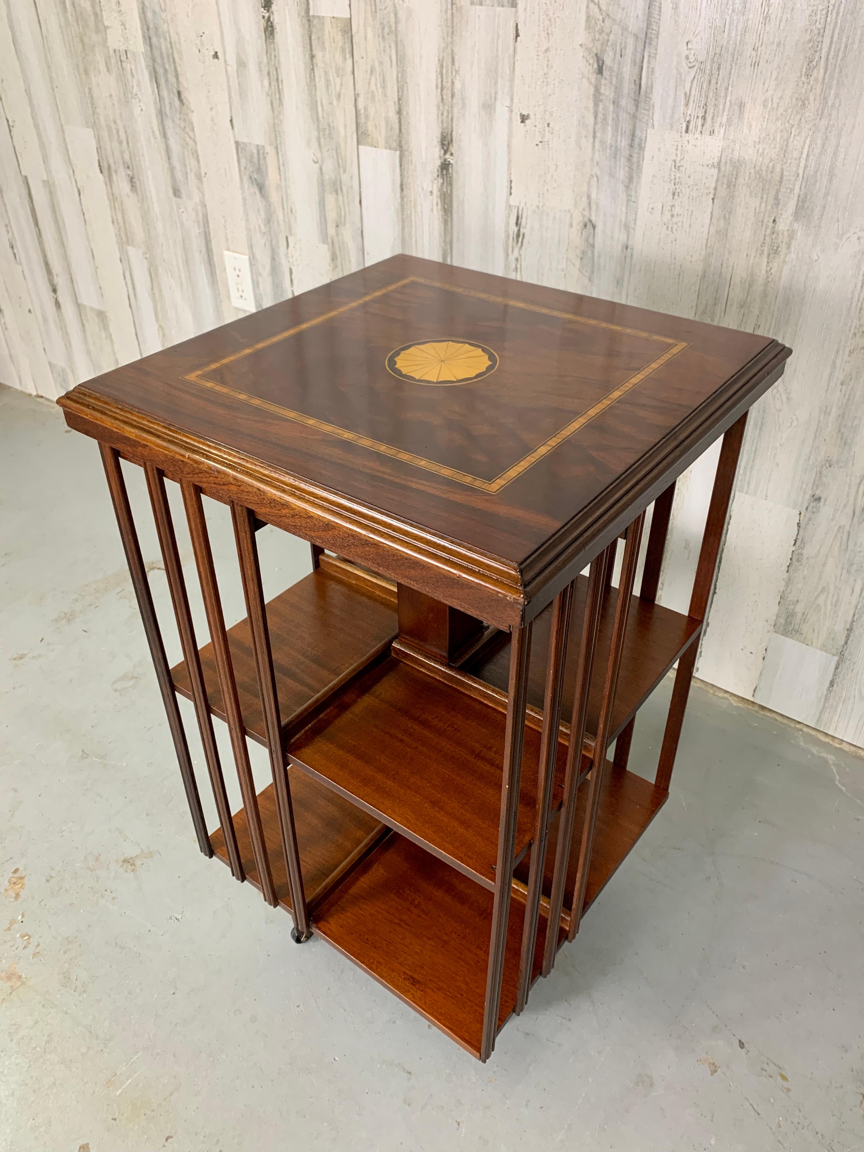 20th Century Rotating Bookcase with Marquetry