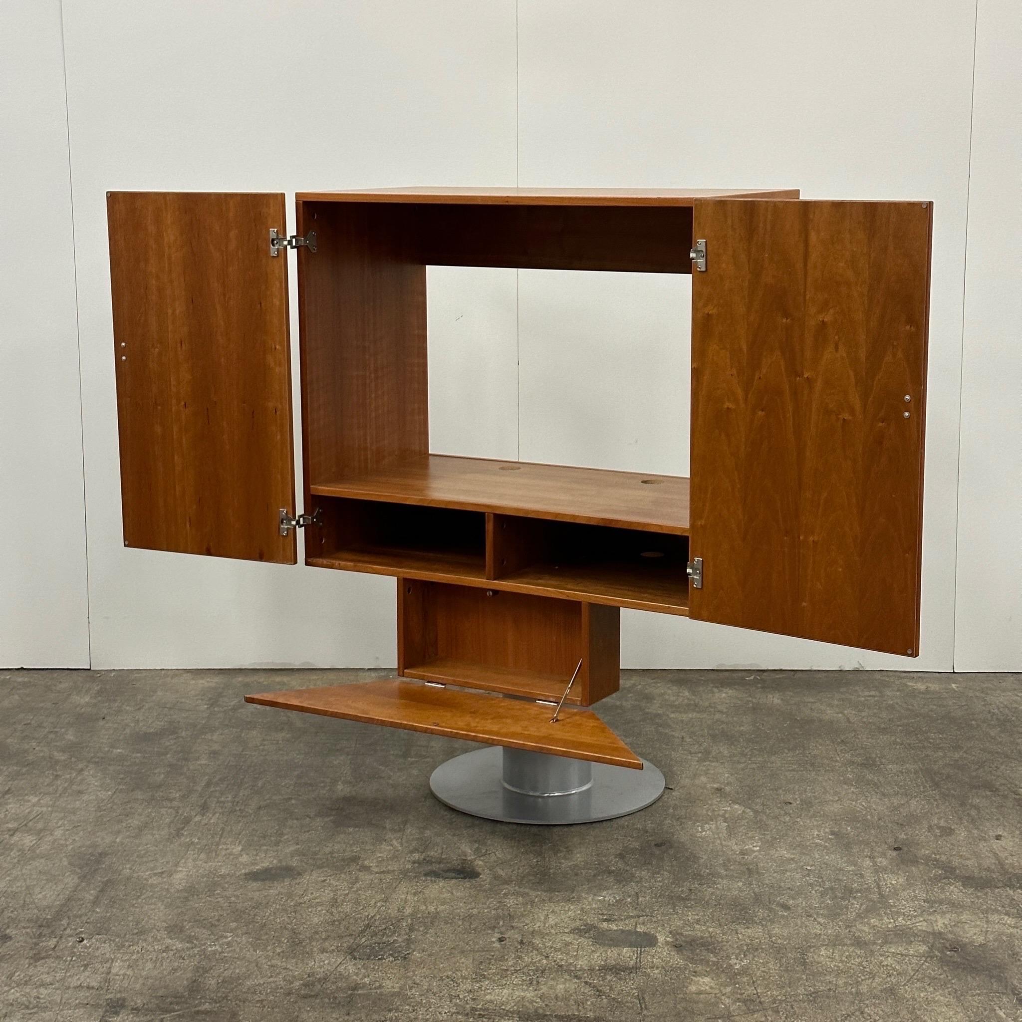 Mid-Century Modern Rotating Danish Teak Bar Cabinet For Sale