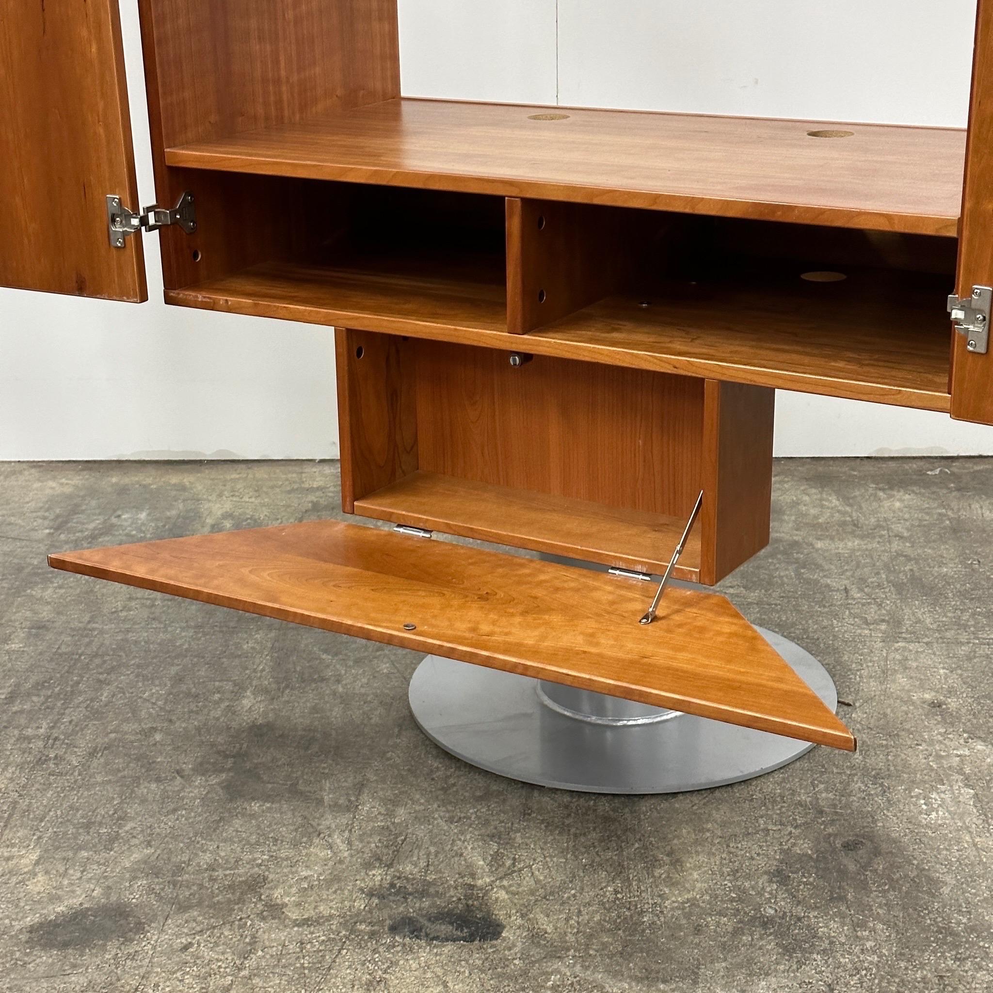 Rotating Danish Teak Bar Cabinet In Good Condition For Sale In Chicago, IL