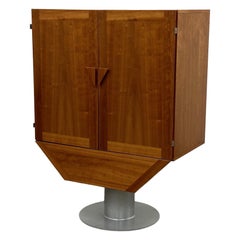 Rotating Danish Teak Bar Cabinet