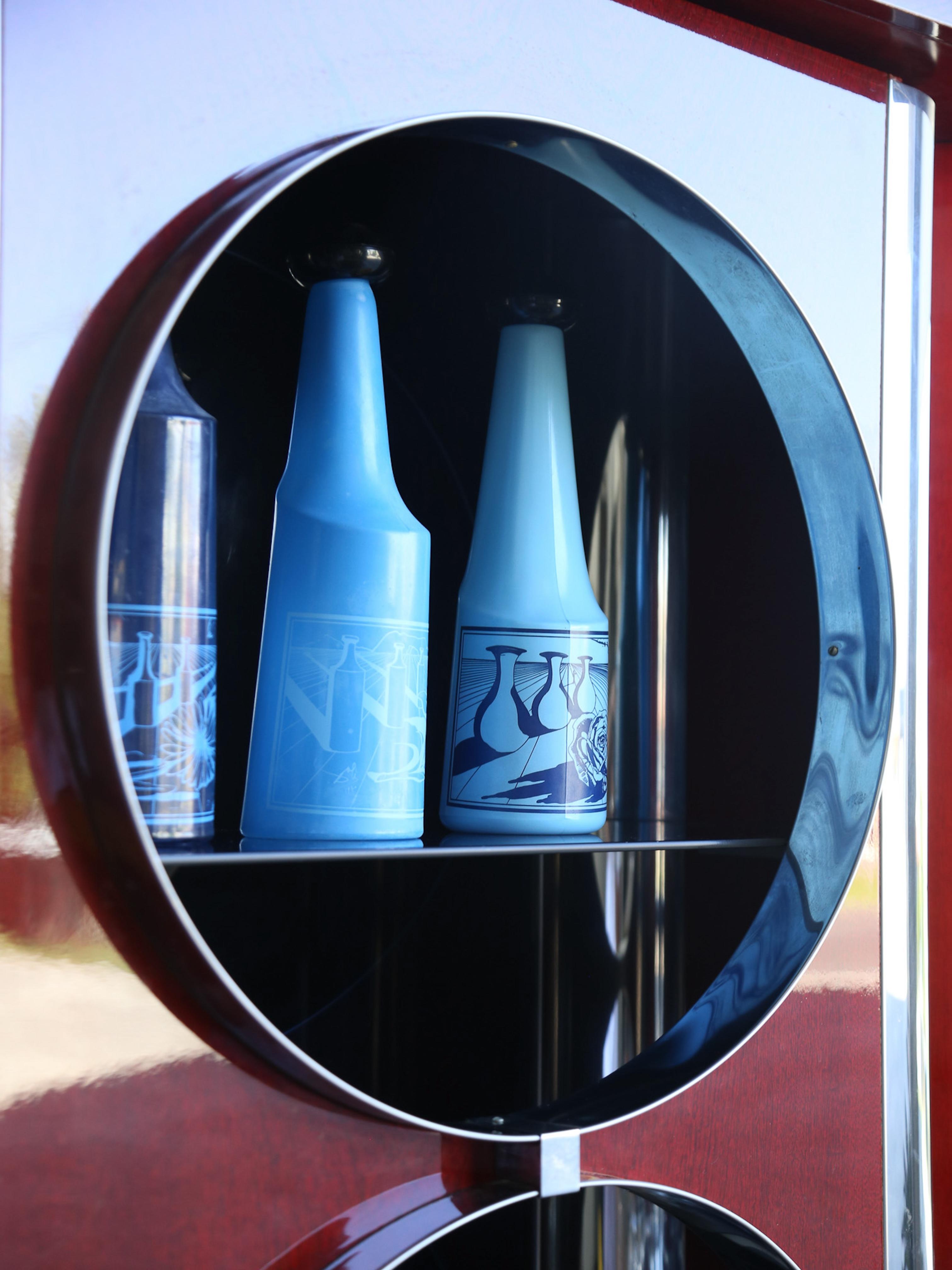 Rotating Dry Bar Cabinet in the Style of Willy Rizzo in Wood & Chrome 3